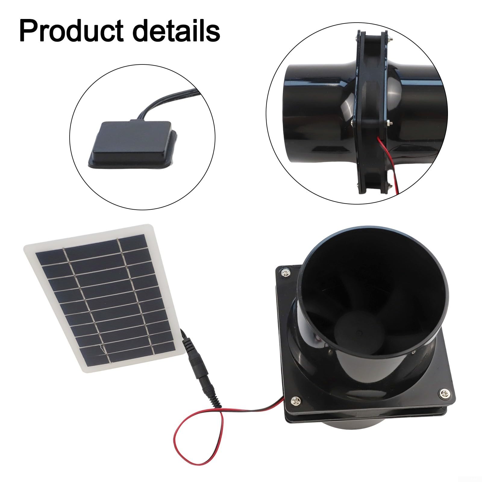Solarbetriebenes Abluftventilator-Set mit rundem K, 10 W, 12 V, mit ABS-Gehäuse, Belüftungslösung mit integriertem Solarpanel für Wohnmobil, Dachboden, Boot und Gewächshaus (schwarz)