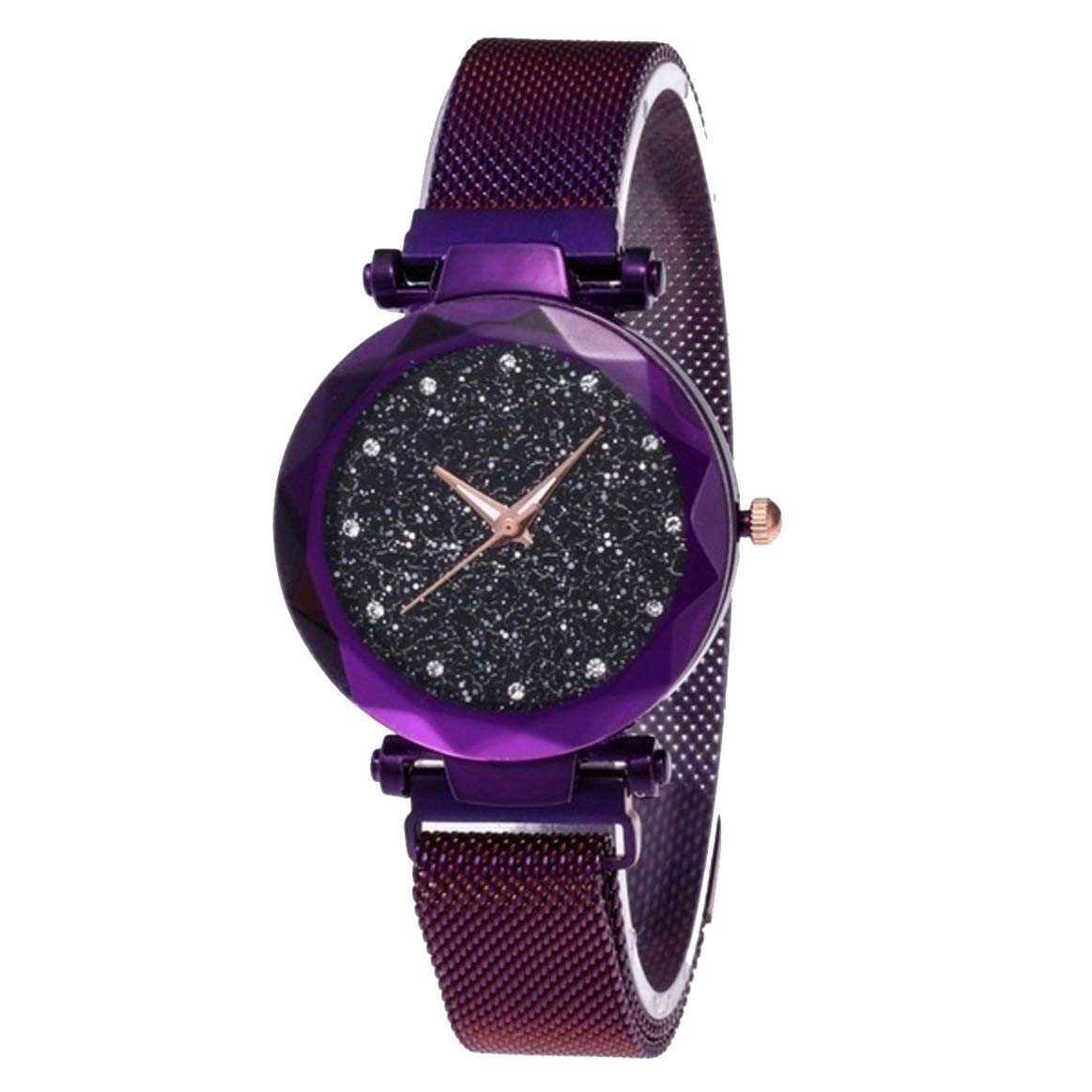 Acnos® Premium Black Round Diamond Dial with Latest Generation Purple Magnet Belt Analogue Watch for Women Pack of - 1 (DM-PURPLE24) (B0842VYQVD) Amazon Price History, Amazon Price Tracker