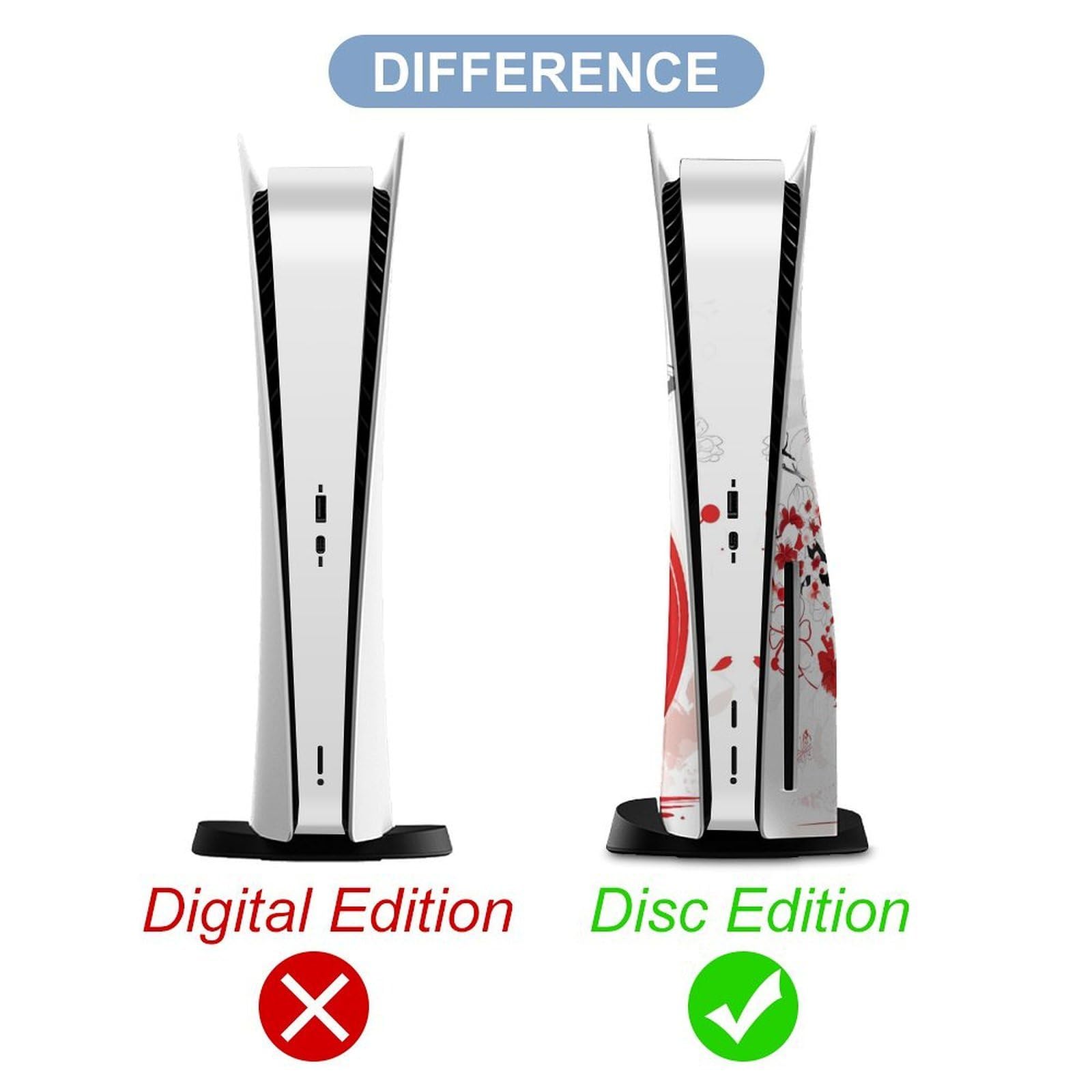 Cherry Blossom PS5 Skin Konsole und Controller Zubehör Cover Skins Anime Vinyl Cover Aufkleber Full Set für Playstation 5 Disc Edition