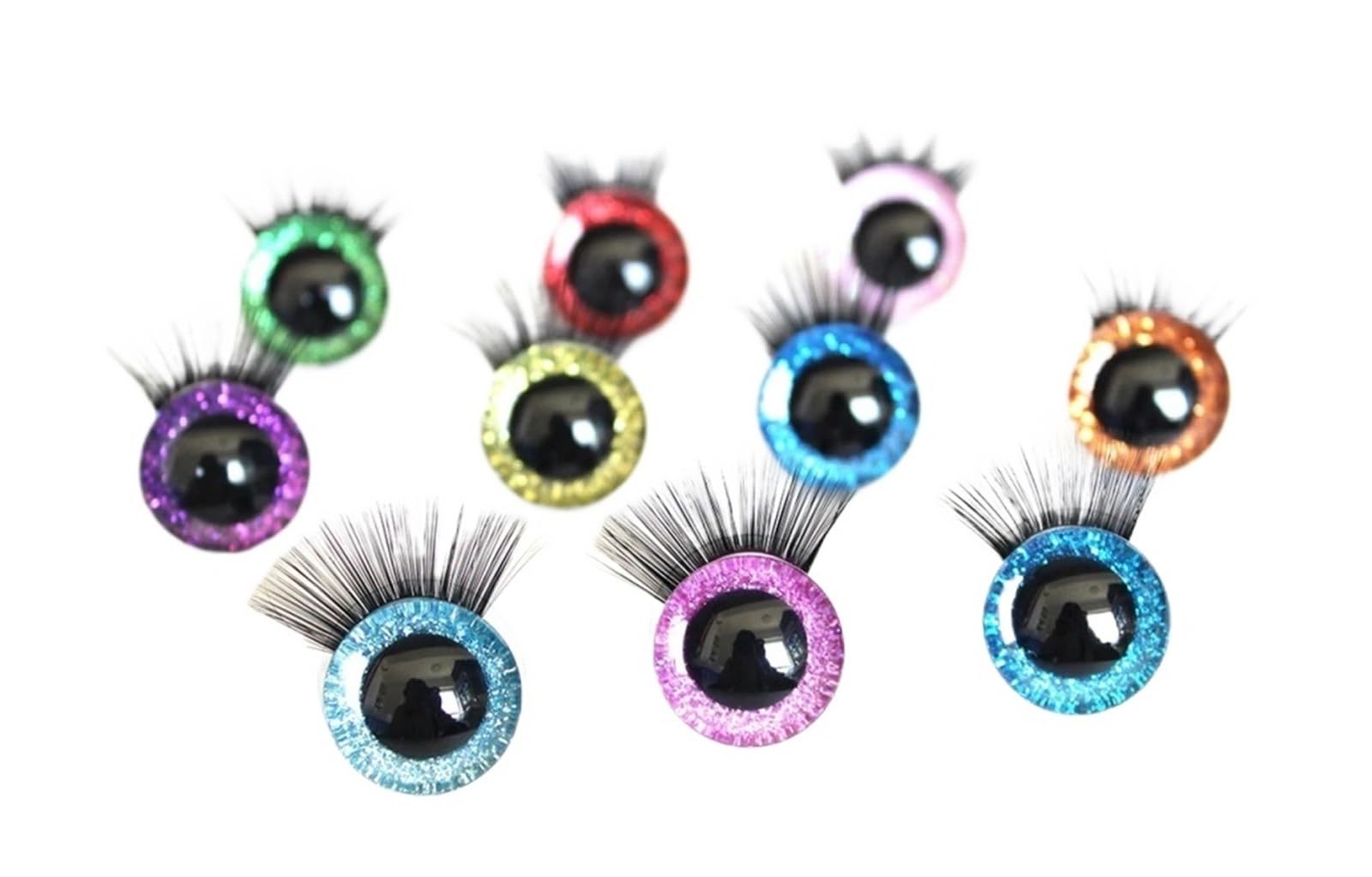 50 Stück 32 Mm 35 Mm 3D-Glitzer-Pupillenaugen Mit Schwarzem Wimperntablett for Basteln | Realistische Glitzeraugen for DIY-Puppen, Plüschtiere und Kunstprojekte. Unisex, einfach anzuwenden.(PURPLE,35mm)