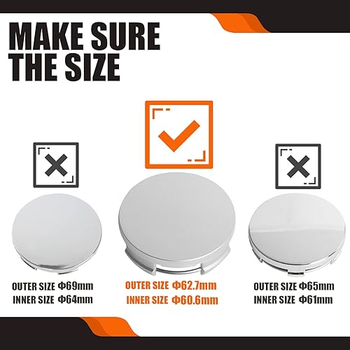 Miniatura 6 de TMS - Tapones centrales de rueda de 2.5 pulgadas para Toyota Corolla Camry Highlander RAV4, paquete de 4 (plateado, exterior de 2.5 pulgadas, 2.5