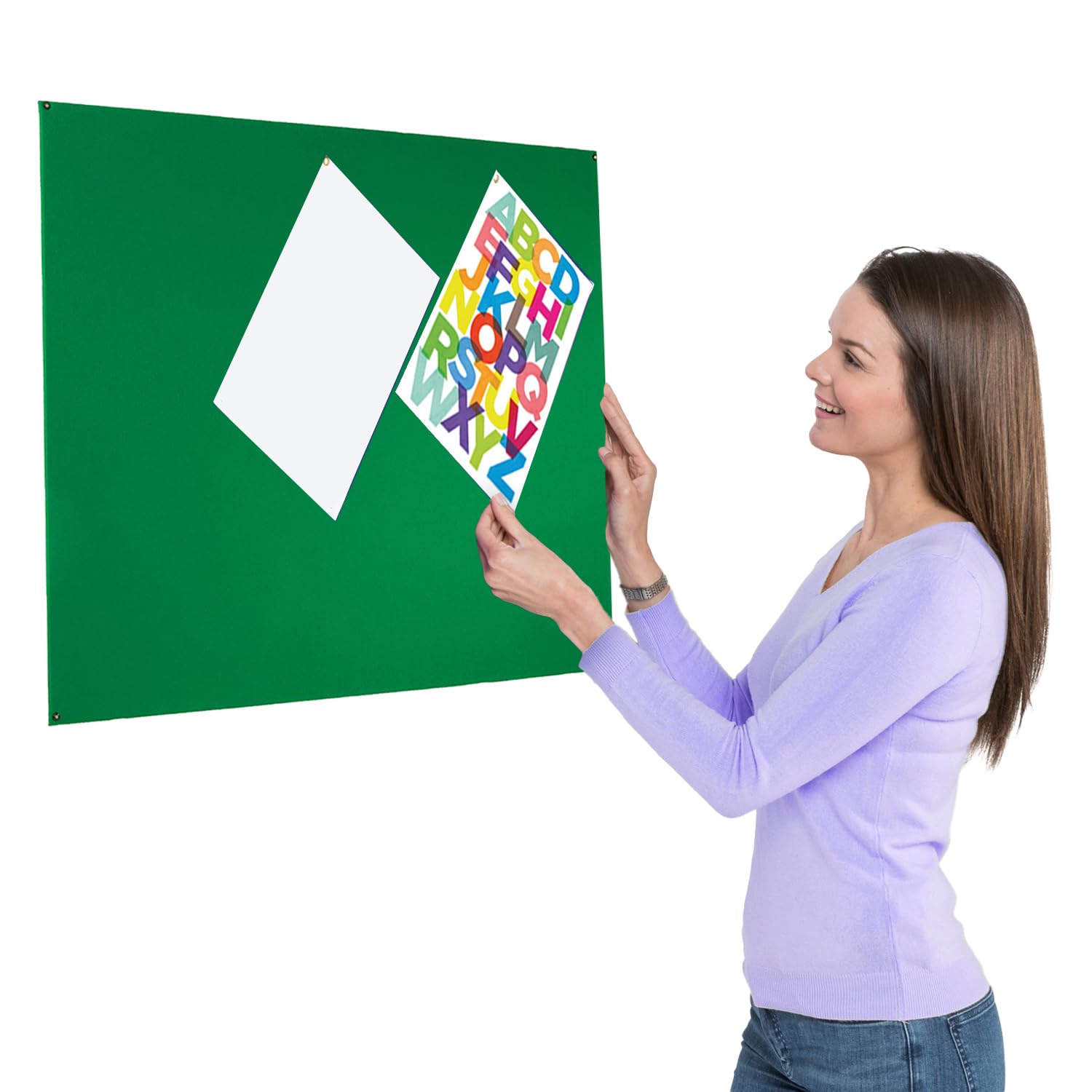Frameless Green Felt Noticeboard | 90 x 60 cm | Wall-Mounted Bulletin Pinboard | 6 Colours to Choose from - Ideal for Office, School
