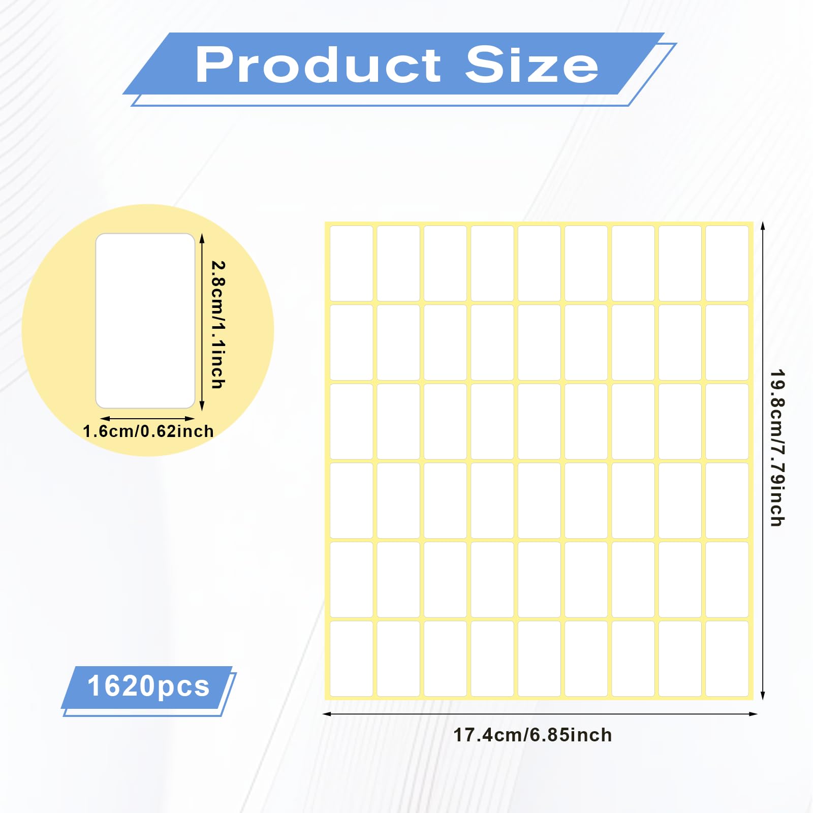 1620PCS Matte White Labels Stickers 0.6" x 1.1" Removable Blank Stickers Small Sticky Labels Price Name Tags to Write On for Jar Diamond Art Boxes Folder Envelope Office Kitchen - Image 2