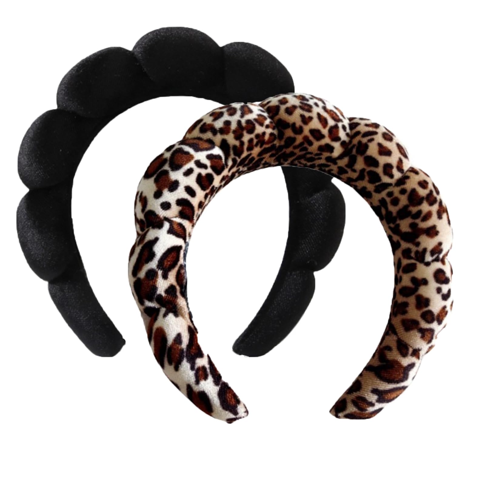 Ling & Bai 2Pcs Spa Headbands Soft Makeup Headband for Women Velvet Skincare Hairband Hair Accessories for Face Washing Shower Facial Mask (Black,Deep Brown