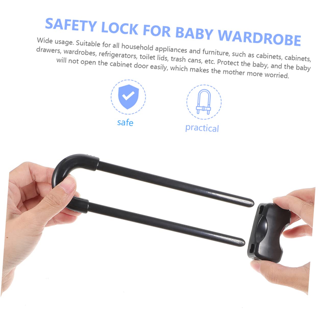 12piezas Cerraduras de Seguridad para Cajones y Puertas U-shape para Bebés y Niños Adhesivo Fácil Instalación Taladrar