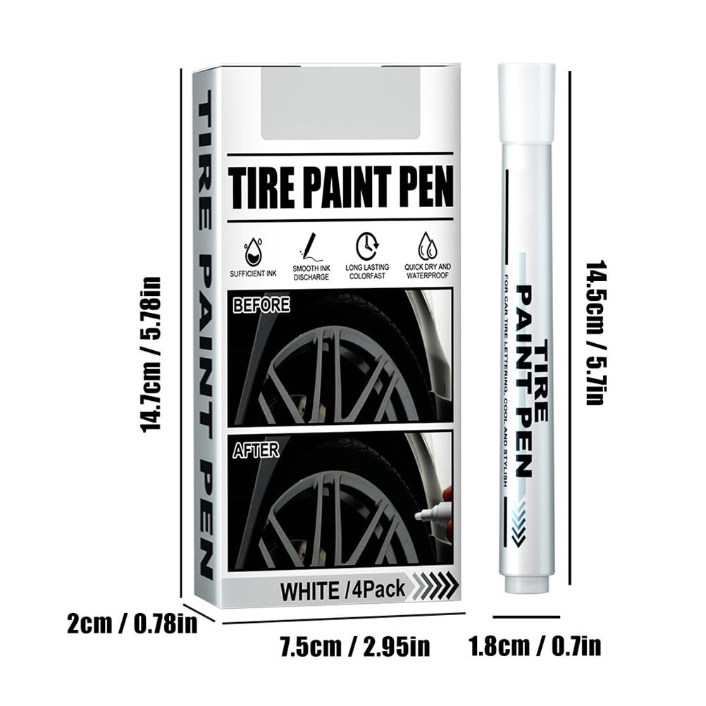 Klanata White Marker Pen Tire Paint Marker Pen Oil Based Car Tire Graffiti Tracing Pen for Auto Rubber Tyre Tread