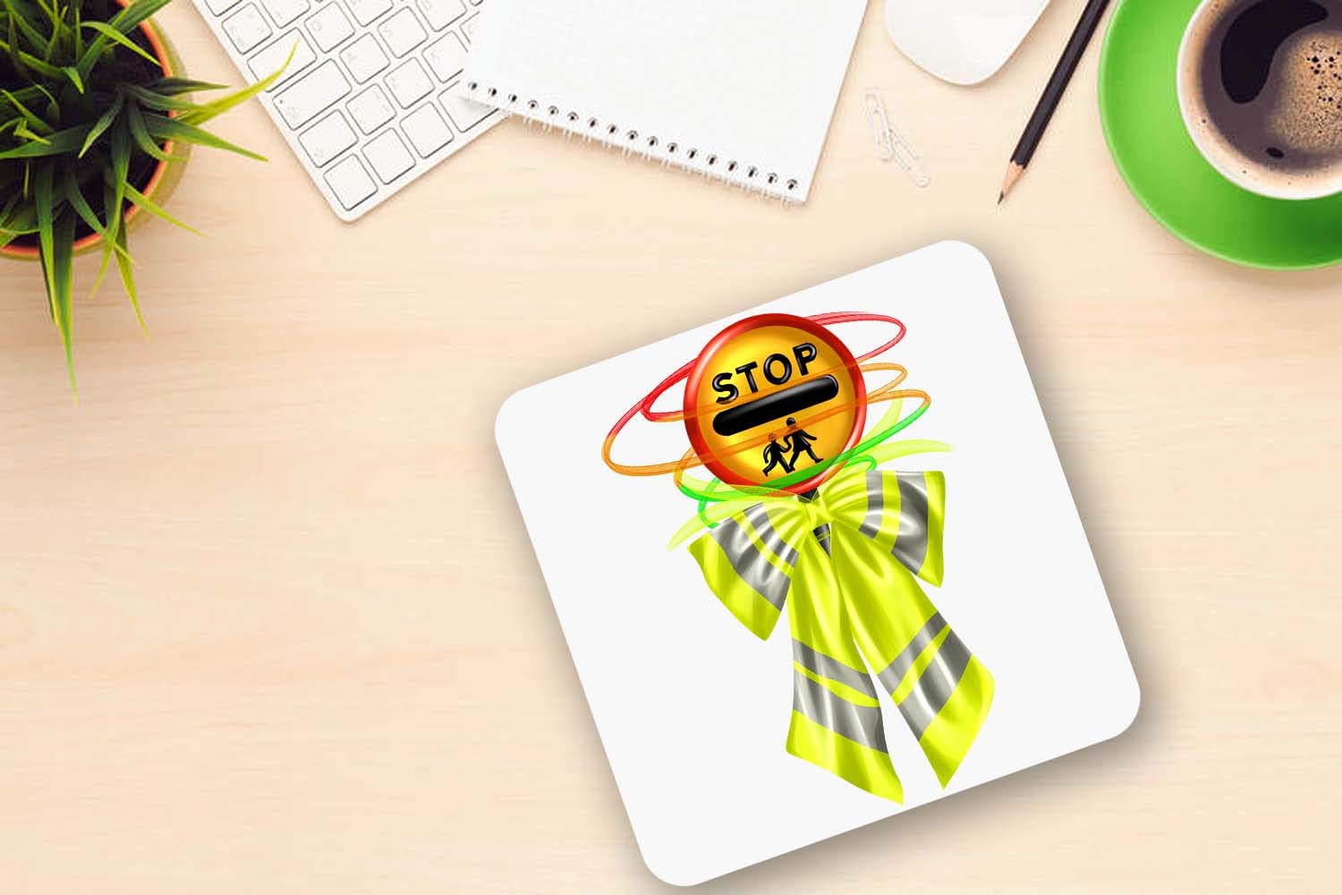Mug Coaster Set Teacher Lollipop Lady Stick Bow Thank You Gift(Coaster)