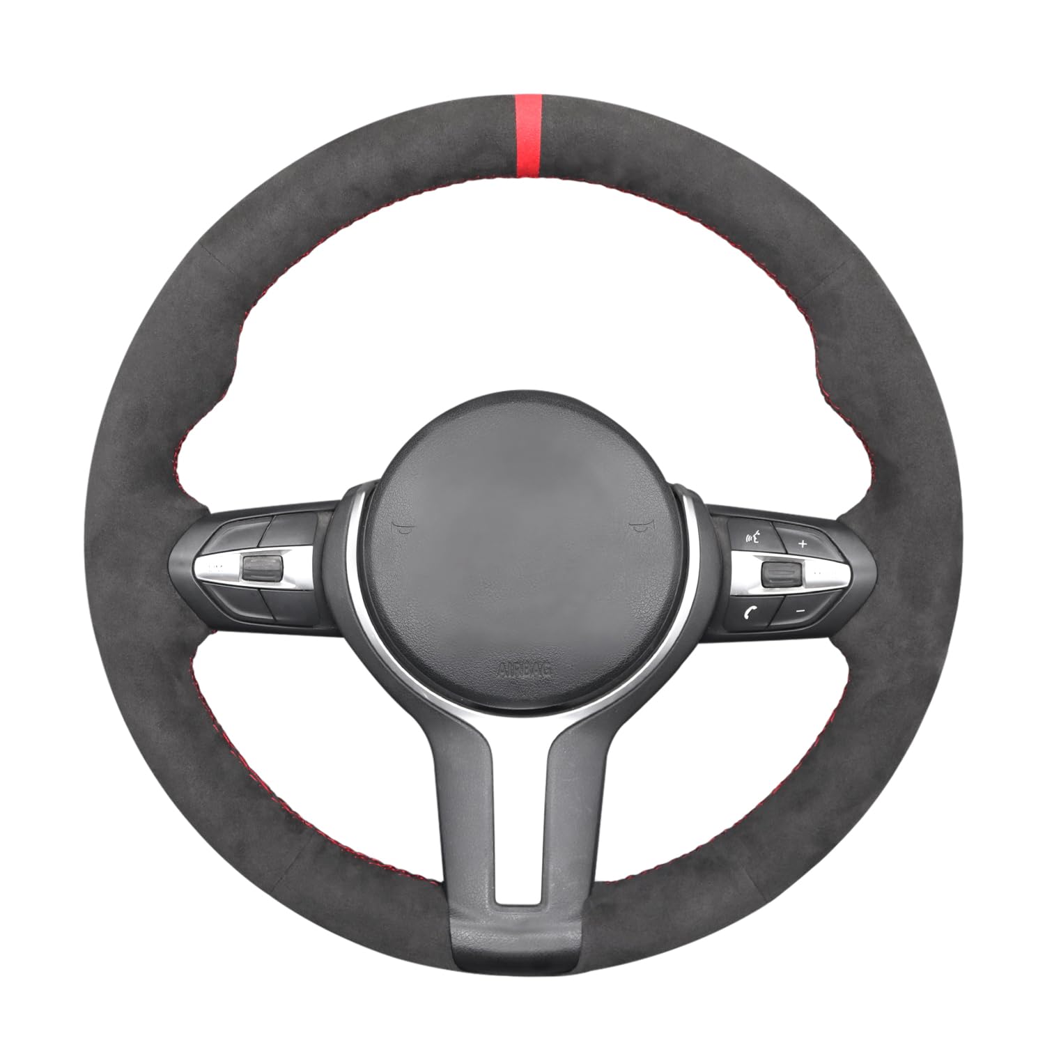 MEWANT Steering Wheel Cover Hand-Stitched for BMW F87 M2 2015-2017 F80 M3 2014-2017 F82 M4 2014-2017 M5 F12 F13 M6 F85