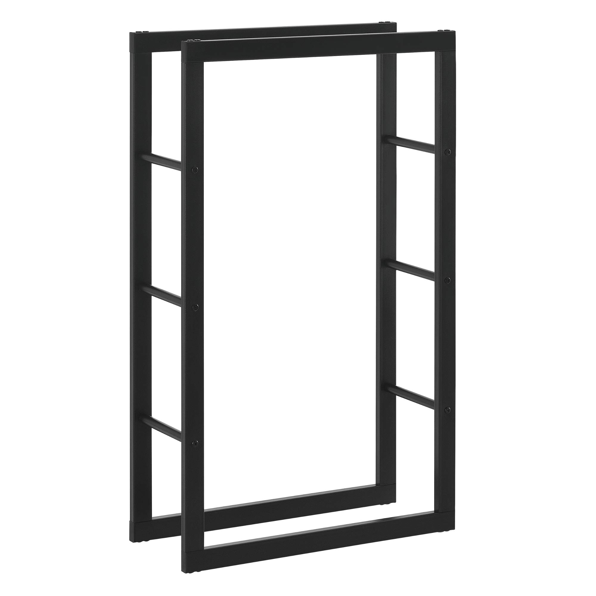 [en.casa] Soporte para leña 60 x 100 x 25 cm Estante de leña Acero Negro
