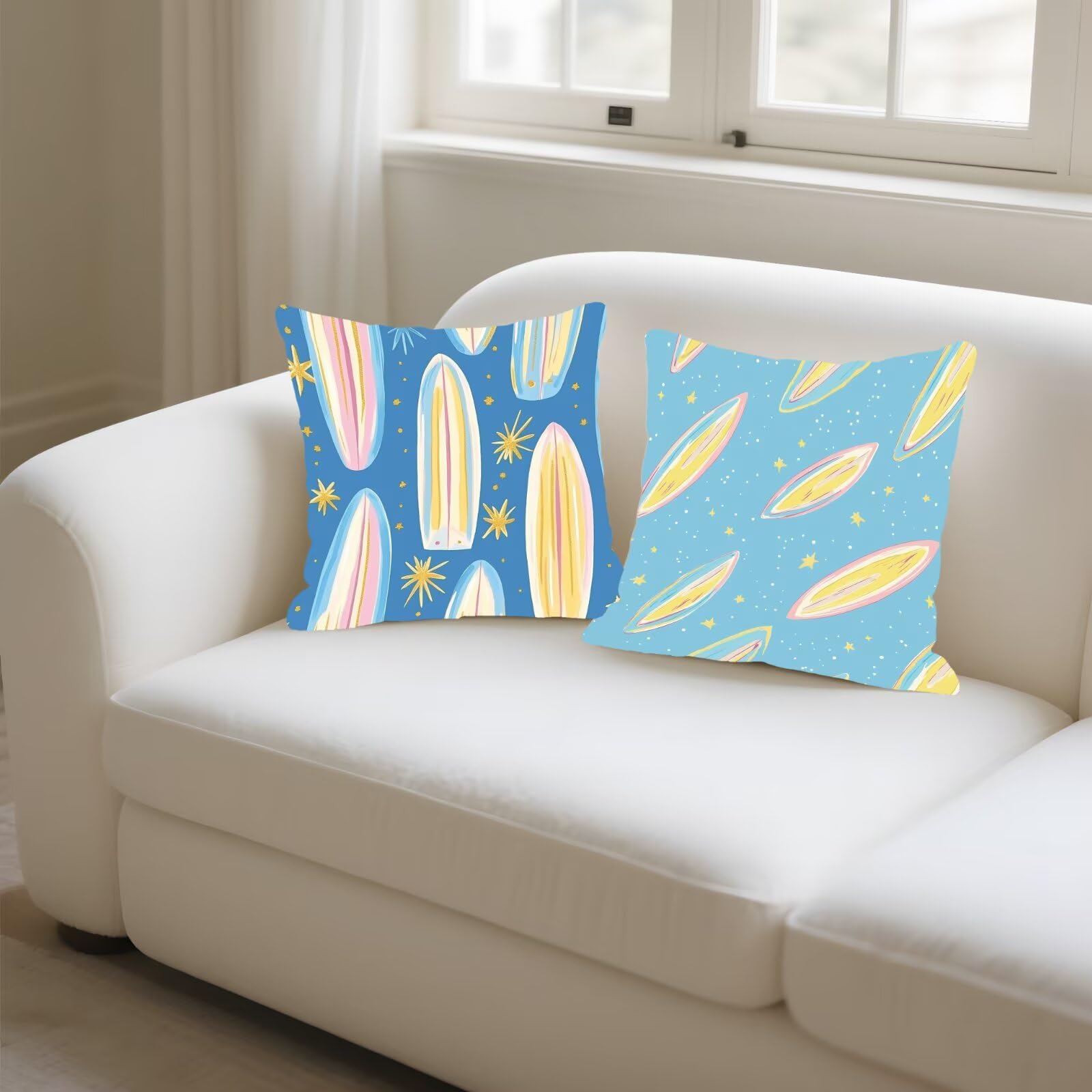 Funda Cojin 50x50cm Funda Cojin Azul Estrella Cojines Sofa Fundas Cojines Lino Almohada Decorativa, ImpresióN A Doble Cara con Cremallera Oculta, Para Sofá Silla JardíN Terraza DecoracióN Hogar P-371