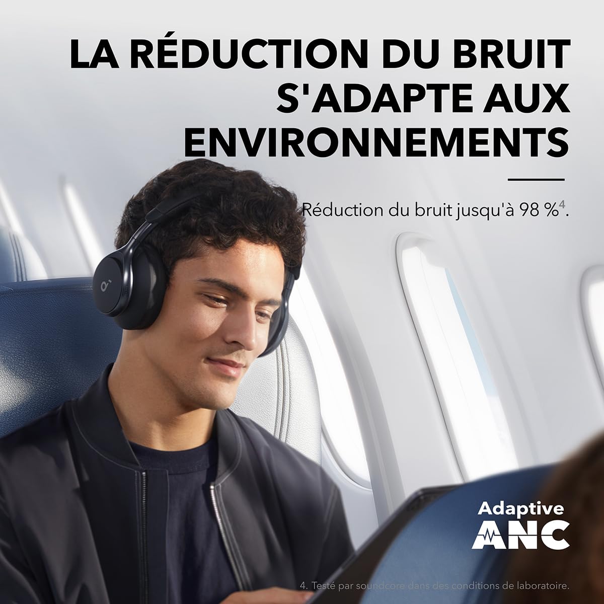 Soundcore Space One Casque Bluetooth sans Fil avec Réduction de Bruit Active Adaptative by Anker, Réduction des Voix Humaine 2X Plus Efficace, ANC 46H, Contrôle app, LDAC Hi-Res Audio, Confort