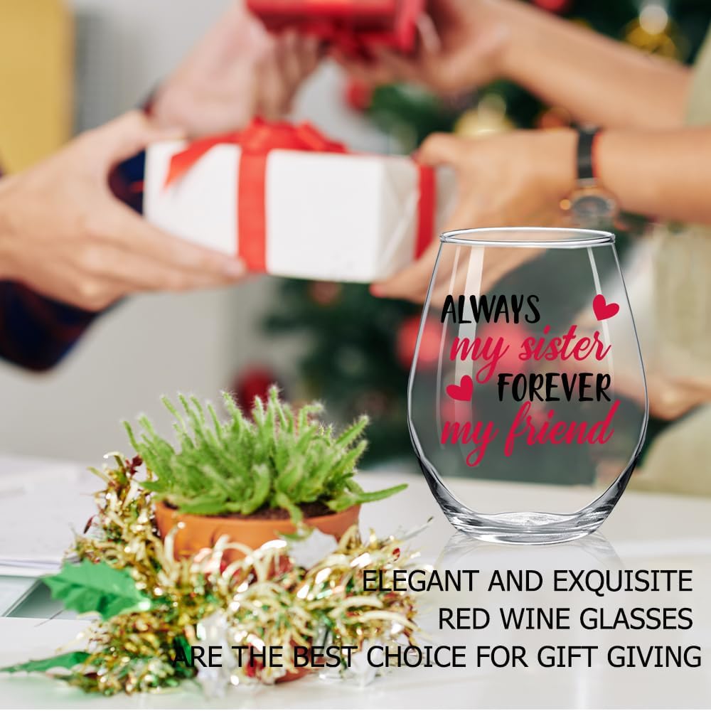 Always My Sister Forever My Friend Stemless Wine Glass, Gifts for Female Friends, Keepsake for Women Birthday, BFF, Soul Sister, Work Bestie, Thanksgiving Present - Image 6