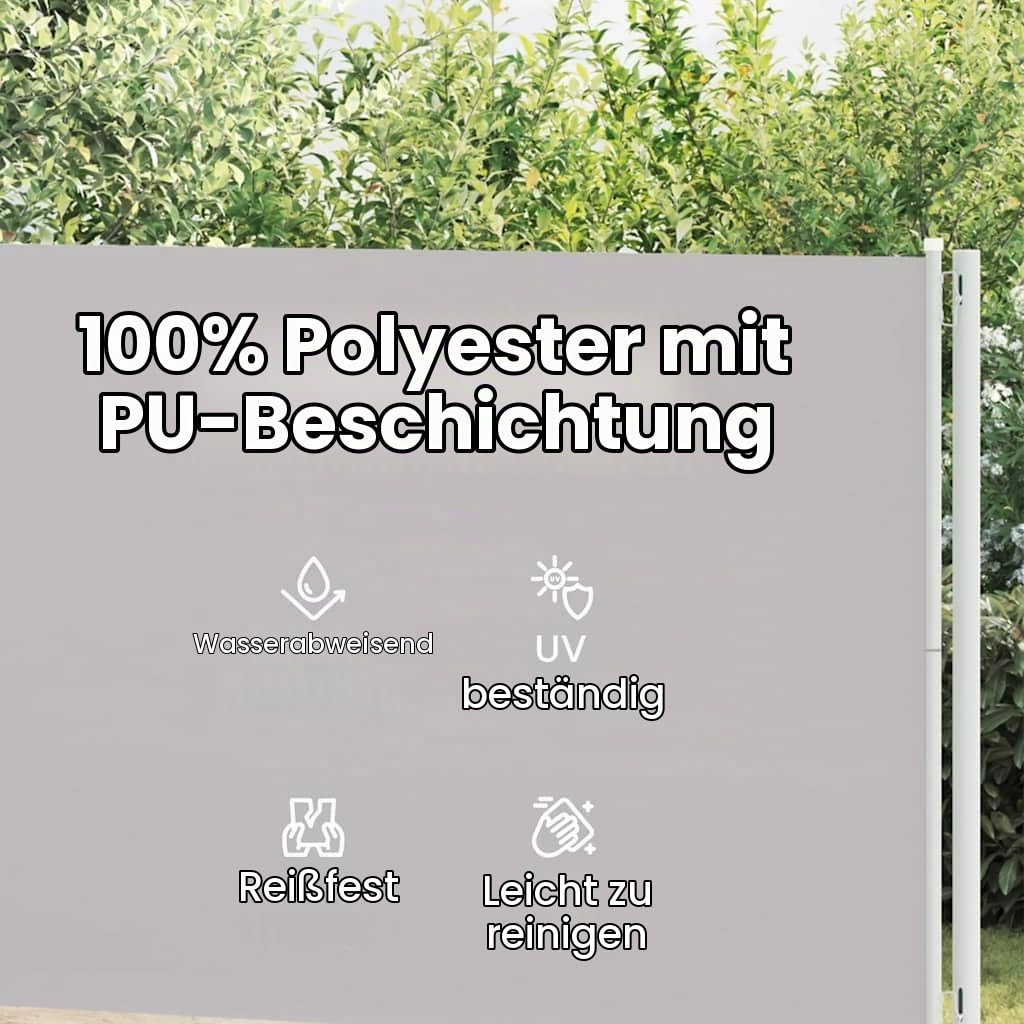 vidaXL Seitenmarkise Ausziehbar Sonnenschutz Sichtschutz Windschutz Seitenwandmarkise Seitenrollo Markise Balkon Garten Terrasse 180x600cm Grau