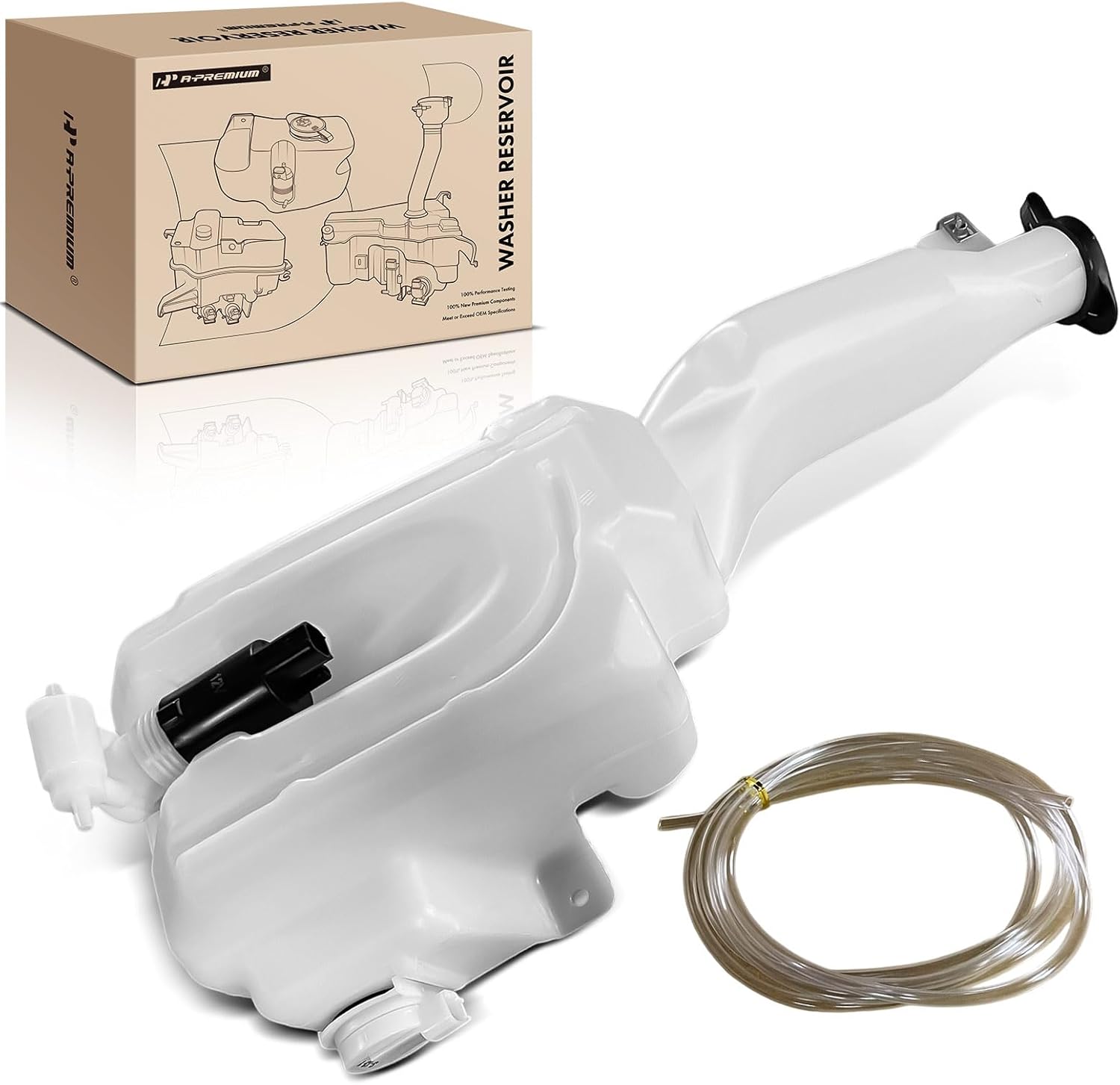 A-Premium Windshield Washer Reservoir Tank Assembly Compatible with Ford Edge 2007-2014 & Lincoln MKX 2007-2015 – with Cap & Washer Pump & Fluid Level Sensor