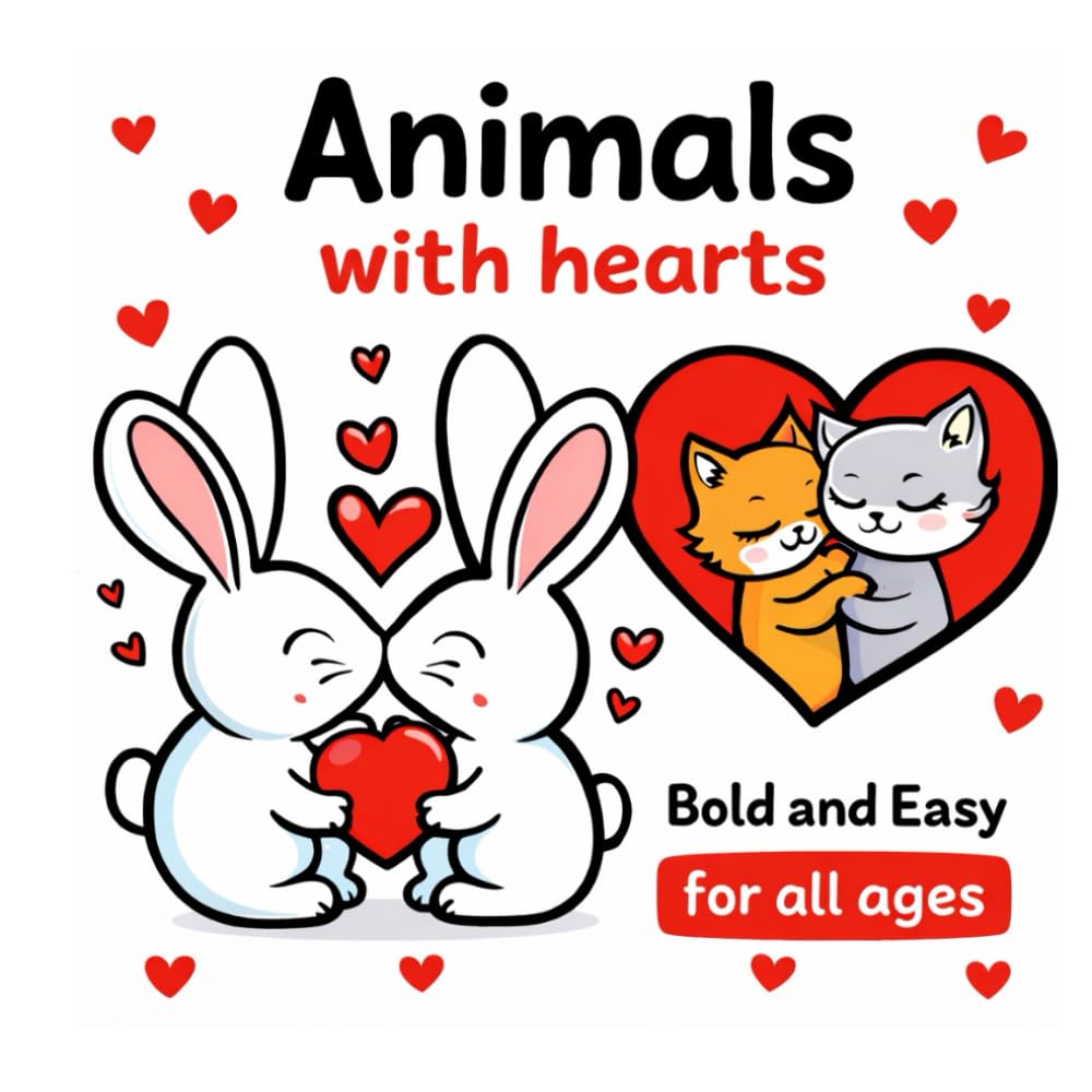 Animals With Hearts: A Valentine’s Relaxing Coloring Book