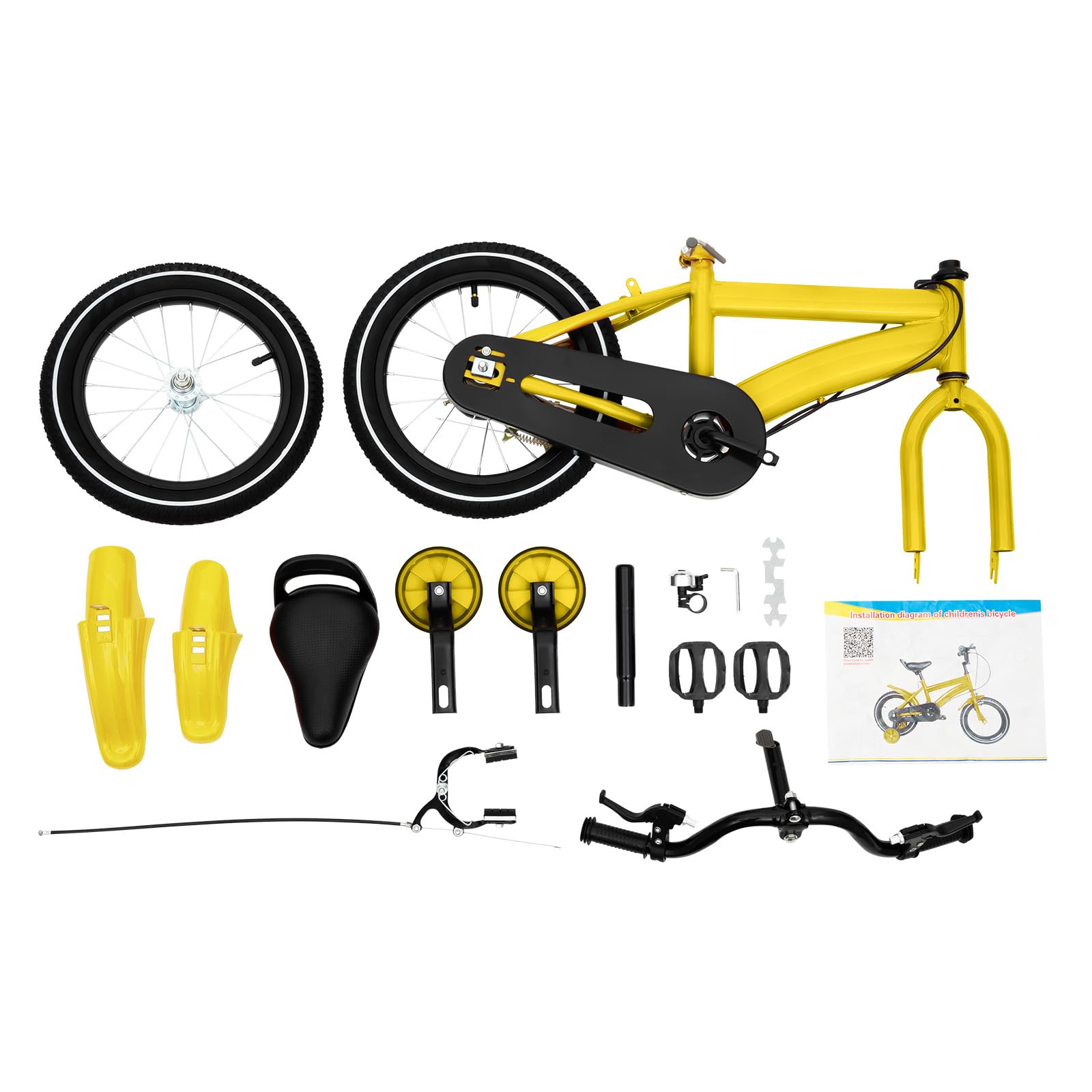 Bicicleta infantil, 14 pulgadas, unisex, con ruedines extraíbles, cuadro de acero al carbono, para niños y niñas de entre 3 y 6 años