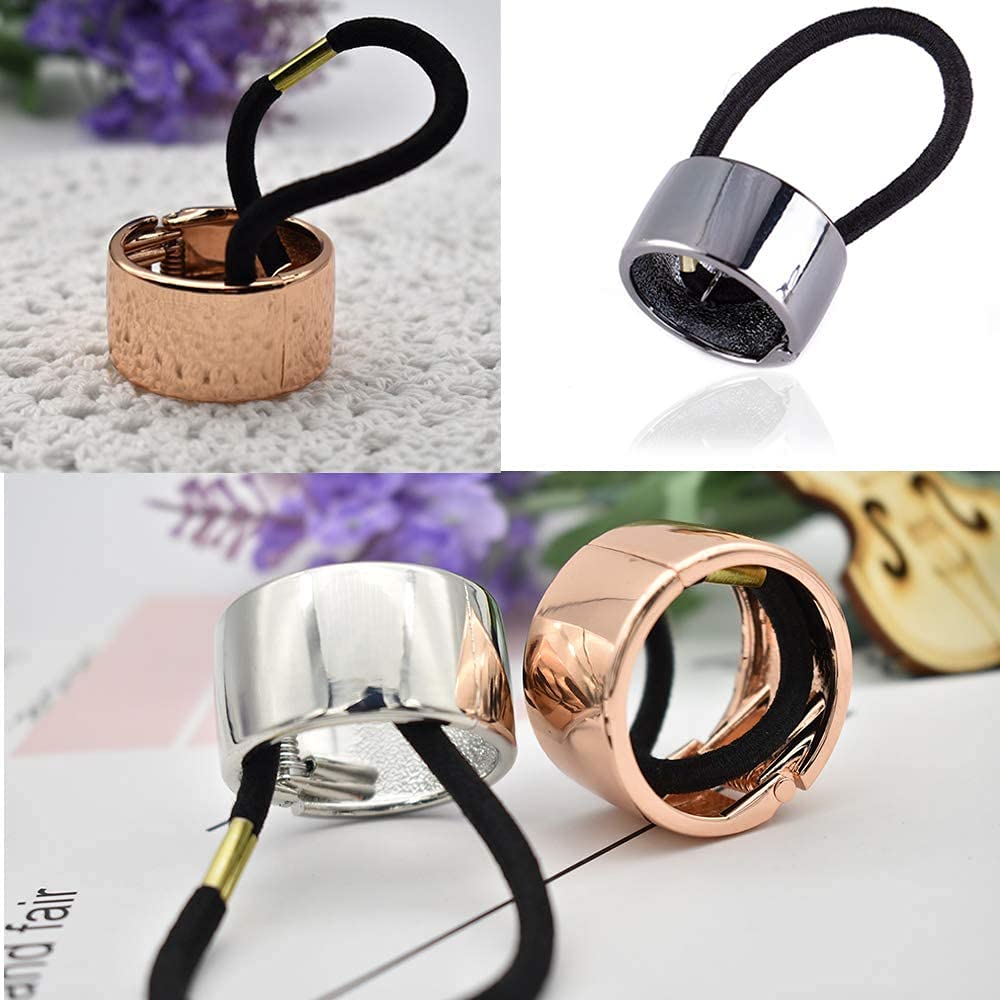 COYUN Set 4 Elastico per Capelli in Metallo, Elastici per Capelli Dorati da Donna, Elastici per Capelli in Stile Geometrico, per Capelli per Code di Cavallo, Adatti a Donne e Ragazze
