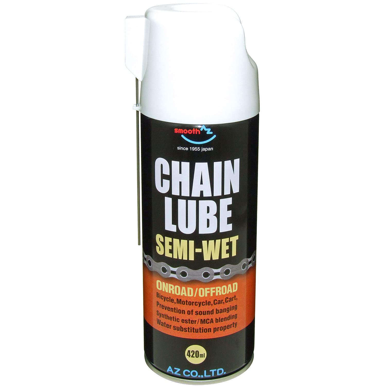 AZ（エーゼット） チェーンルブ セミウェット スプレー 420ml [オンロード/オフロード兼用] BCL-005 （浸透性チェーン用防錆潤滑剤/チェーンオイル/チェーン潤滑剤/チェーン 油) CH175商品画像