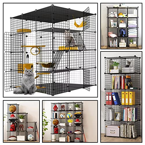 Large Cat Cage,Cat Cage Enclosure Indoor Diy Cat Playpen Detachable Metal Wire Kennels Crate Large Exercise Place Ideal, For 1-4 Cats,Ferret, Chinchilla, Rabbit, Small Animals #TOP5