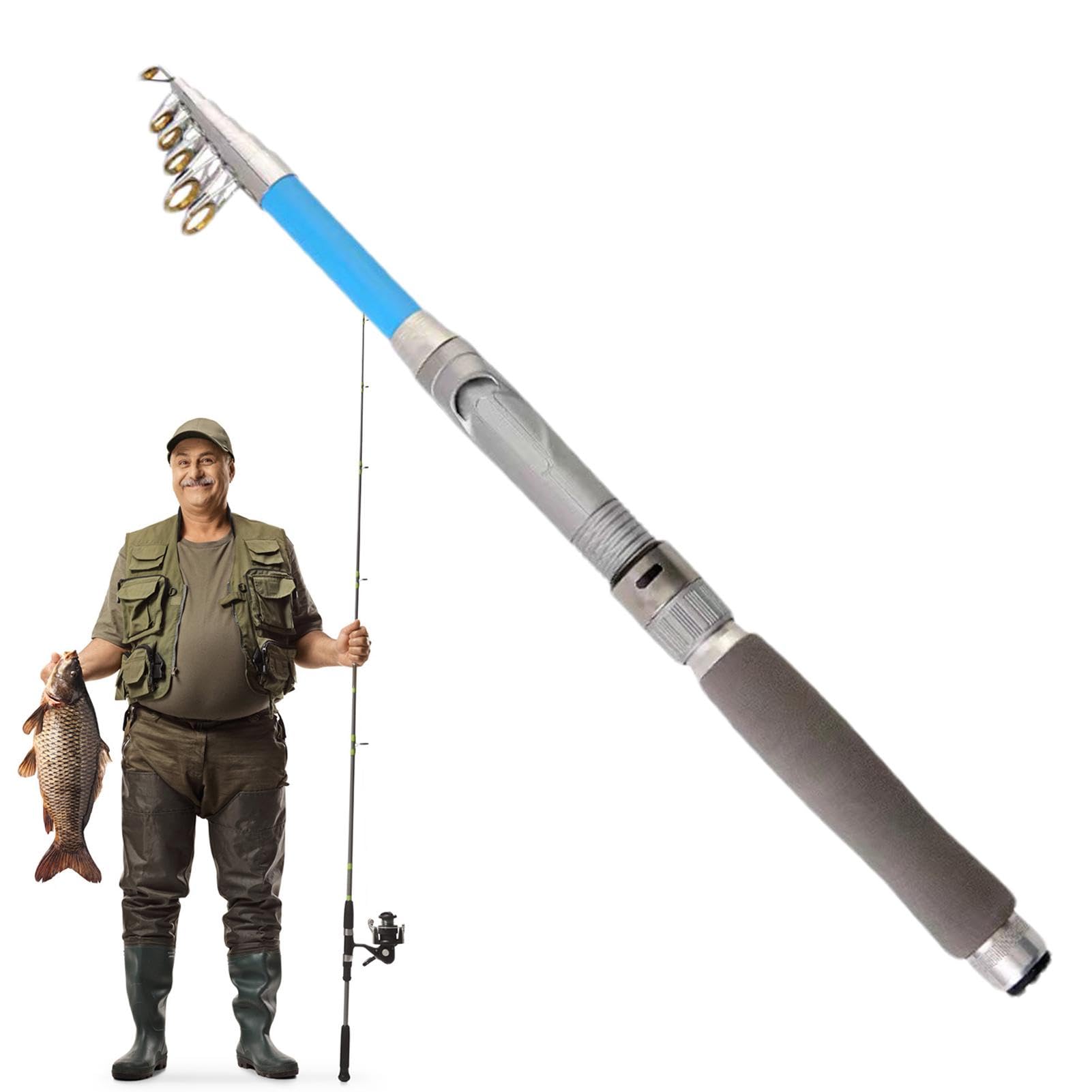 RiToEasysports Teleskop Angelrute - Tragbare See- & Eisfischrute 1,7m