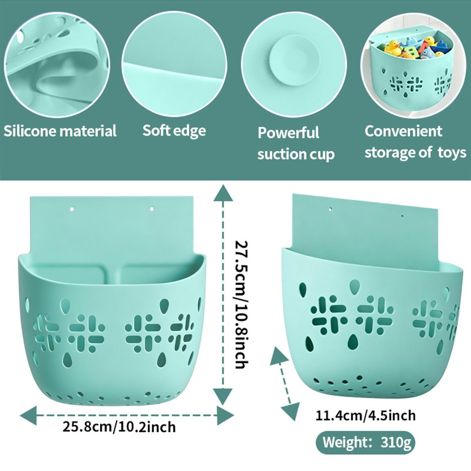 Support de jouets de douche pliable en silicone | Grand panier de rangement mural pour salle de bain, piscine, idéal pour les enfants et les filles
