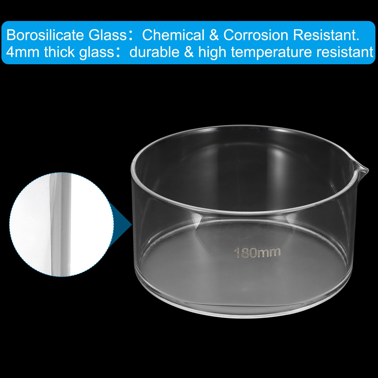 PATIKIL 1500ml Kristallisierschale 2 Stk Borosilicatglas Kristallisierschalen Mit Ausguss Flacher Grund Laborschale Verdampfungsschalen Transparent Für Labor Küche Wissenschaft Unterricht