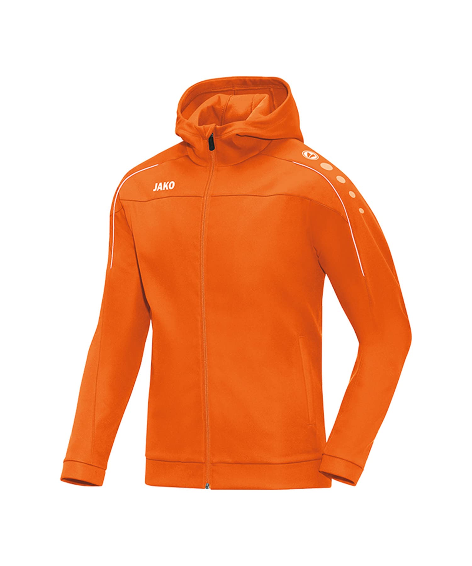 JAKO Men's Classico Hooded Jacket, Neon Orange, XL
