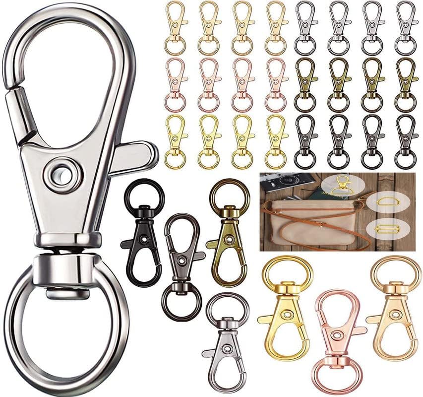 Image of DIY Crafts 1 Pc Slide Buckle, Antique Gold, Keyrings & Keychains Round Swivel Snap Hooks Key Rings Chain Jump Rings Mini Screw Metal For Lanyard, (1 Pc Slide Buckle, Antique Gold)