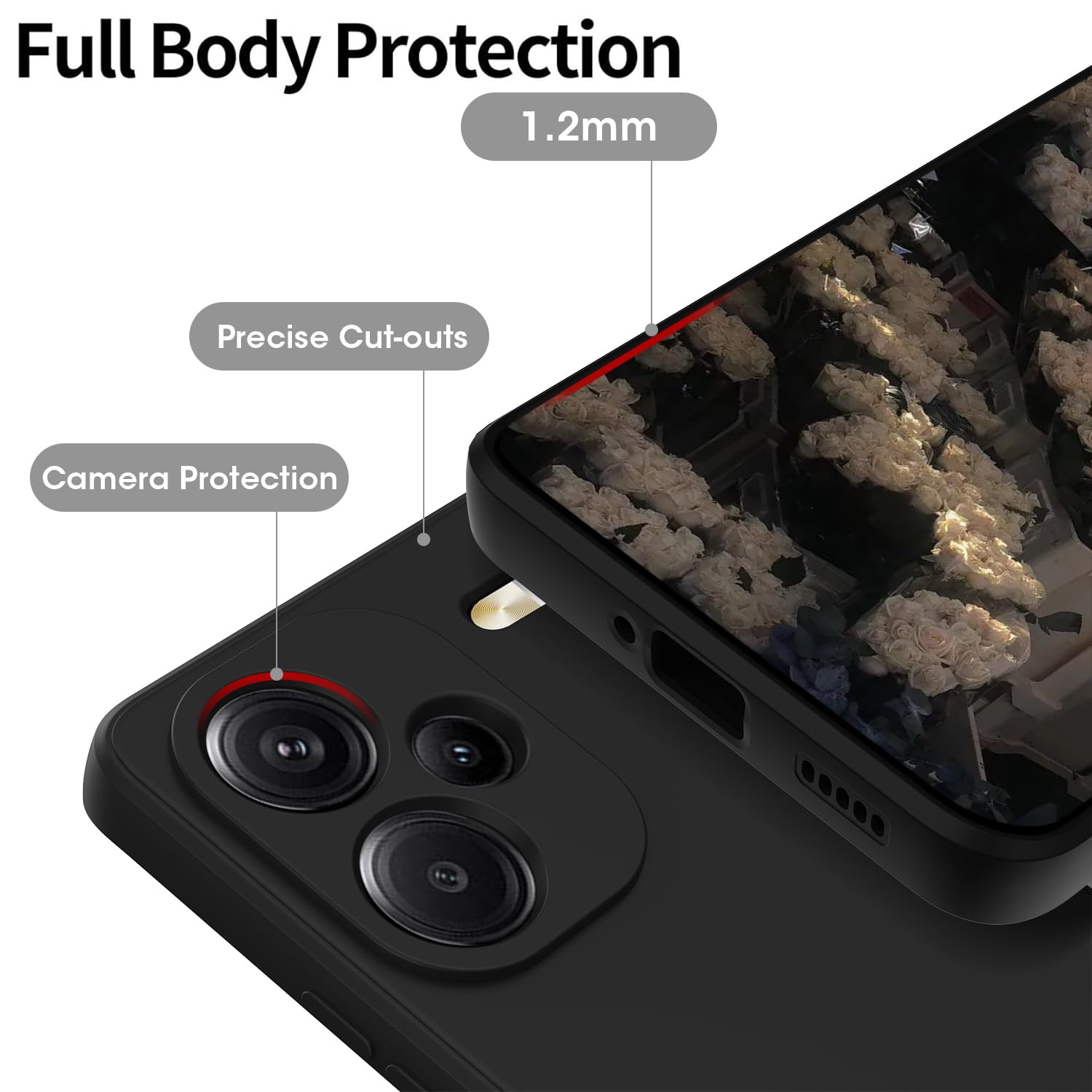 ORDA Custodia per Xiaomi Redmi Note 13 Pro Plus con nastro, in silicone