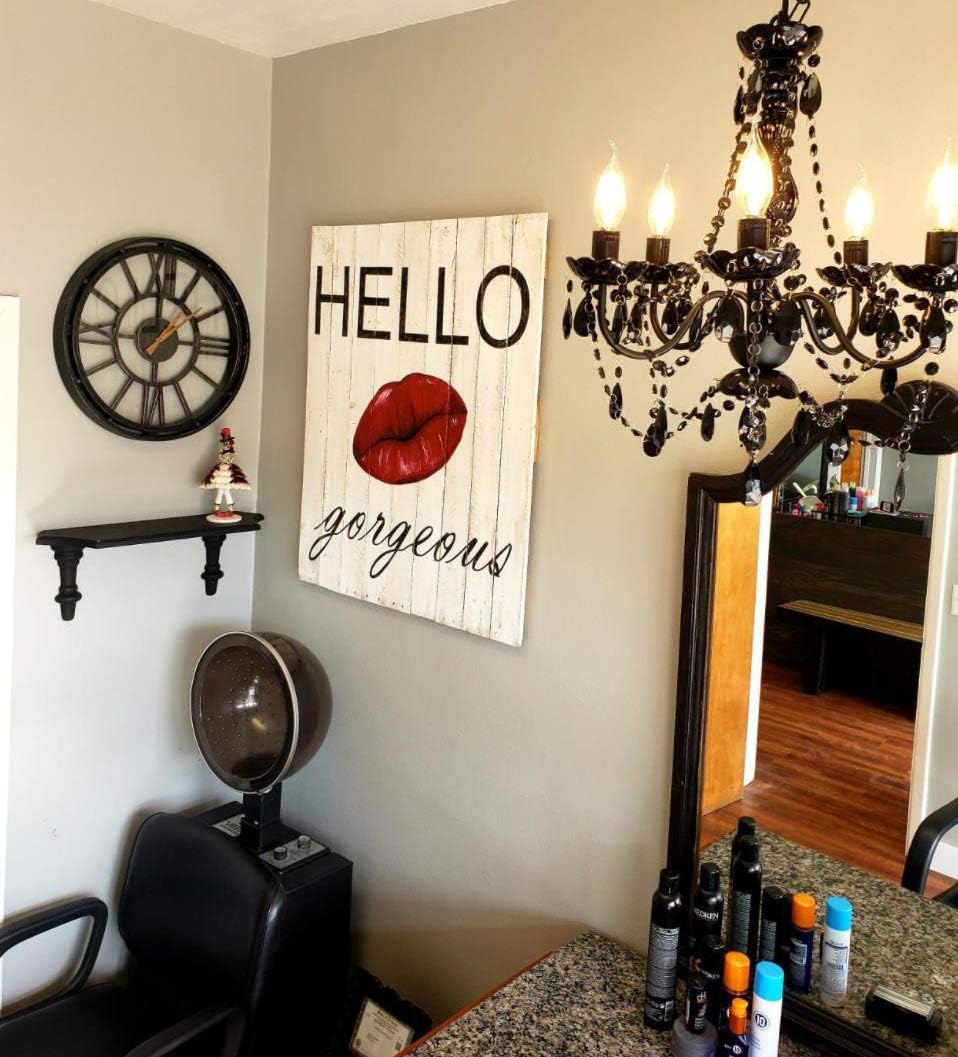 80% Off Discount The Original Gypsy Color 6 Light Black Hardwire Flush Mount Chandelier H26xW22, Black Metal Frame with Black Glass Stem and Black Acrylic Crystals & Beads That Look Just Like Glass