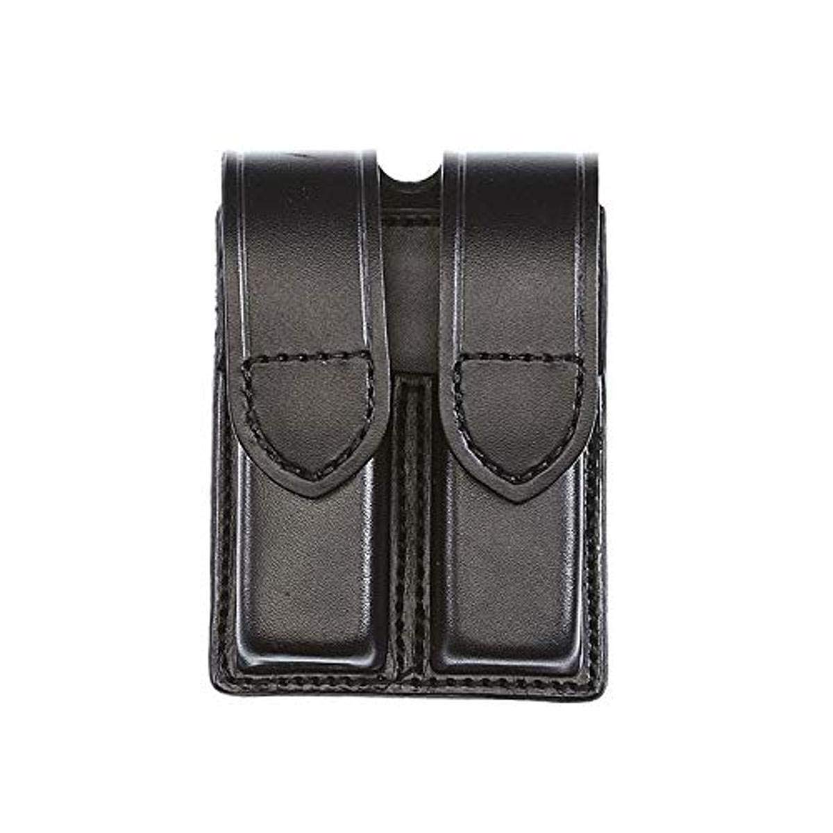 Aker Leather Products Double Magazine Pouch 510, Plain, 9mm/.40 Caliber Stack, Hidden Snap, Black
