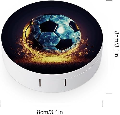 Miniatura 2 de Estuche para lentes de contacto, caja de contacto con impresión de pelota de fútbol de viaje, con solución de espejo, aplicador de botellas, kit de