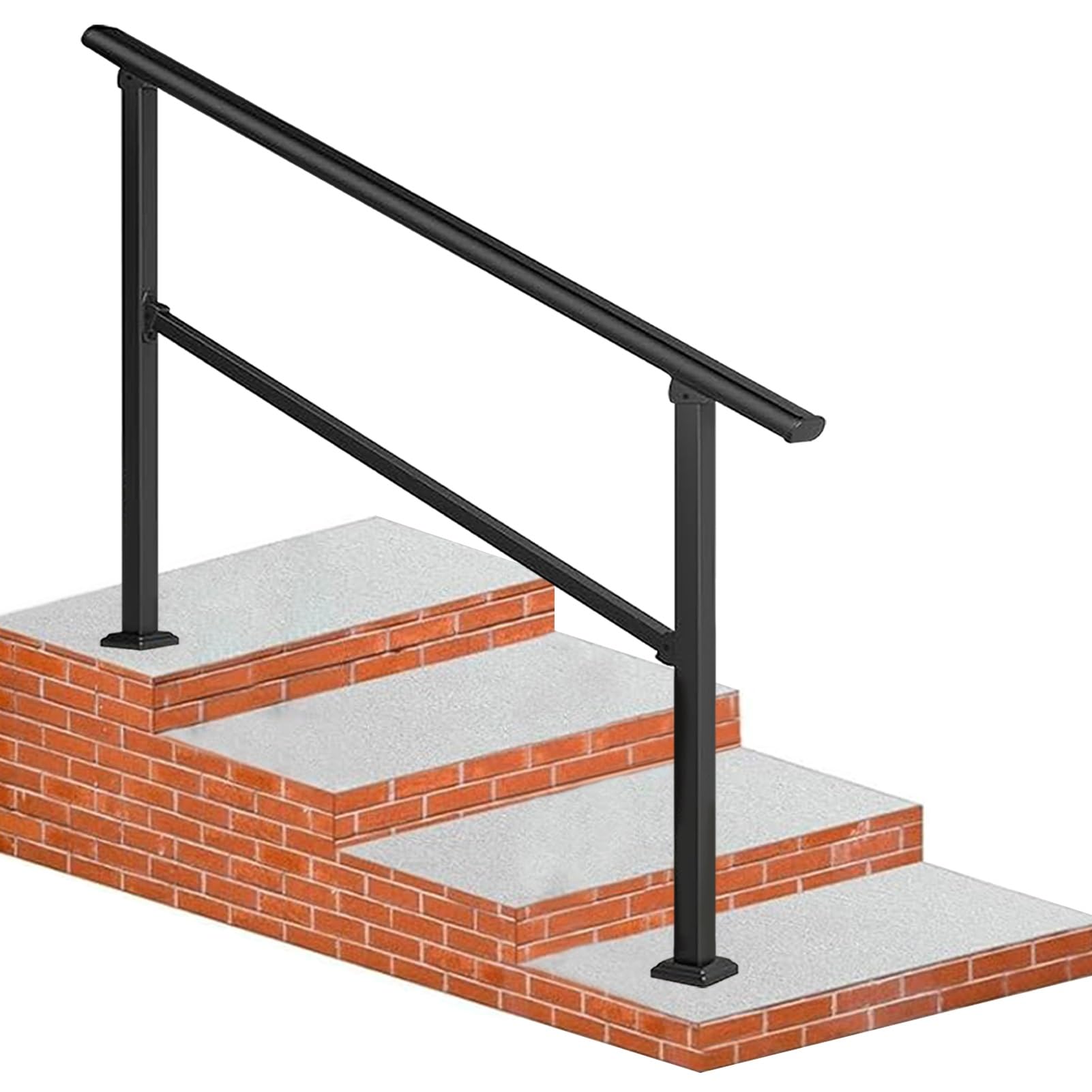 Jksyff A Handrails For Outdoor Steps, Djustable Metal Staircase Banister Rail With Installation Kit, Floor Mounted Guardrail For Home Garden Corridor Lofts Decking(,100Cm/40Inch)