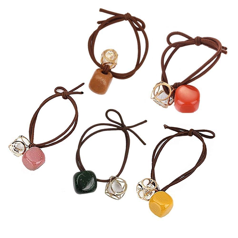 Buy 5 Pcs Elastic Hair Bands Hollow Crystal Ponytail Holders Hair Ties