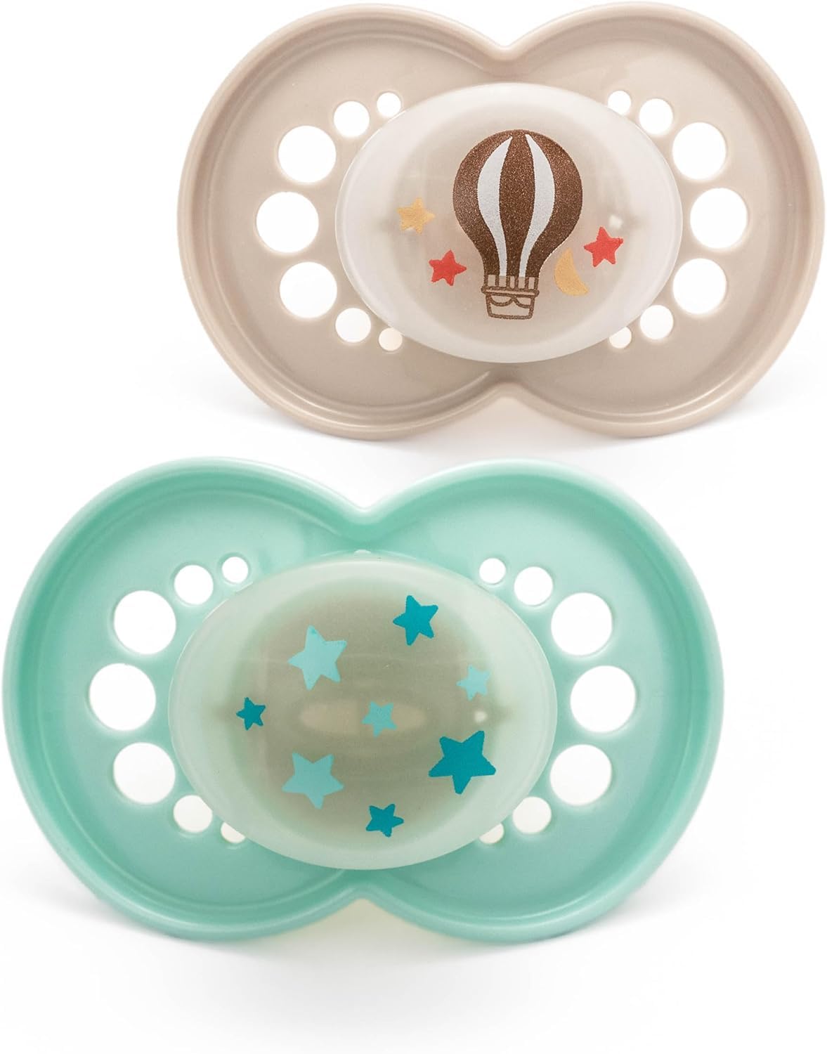 MAM Original Night Soothers | 18-36 Months | 2 Pack | Glow in The Dark Dummies | Comes in Dummy Steriliser Case | Sustainable Materials | Baby Accessories | Cream (Various Designs)