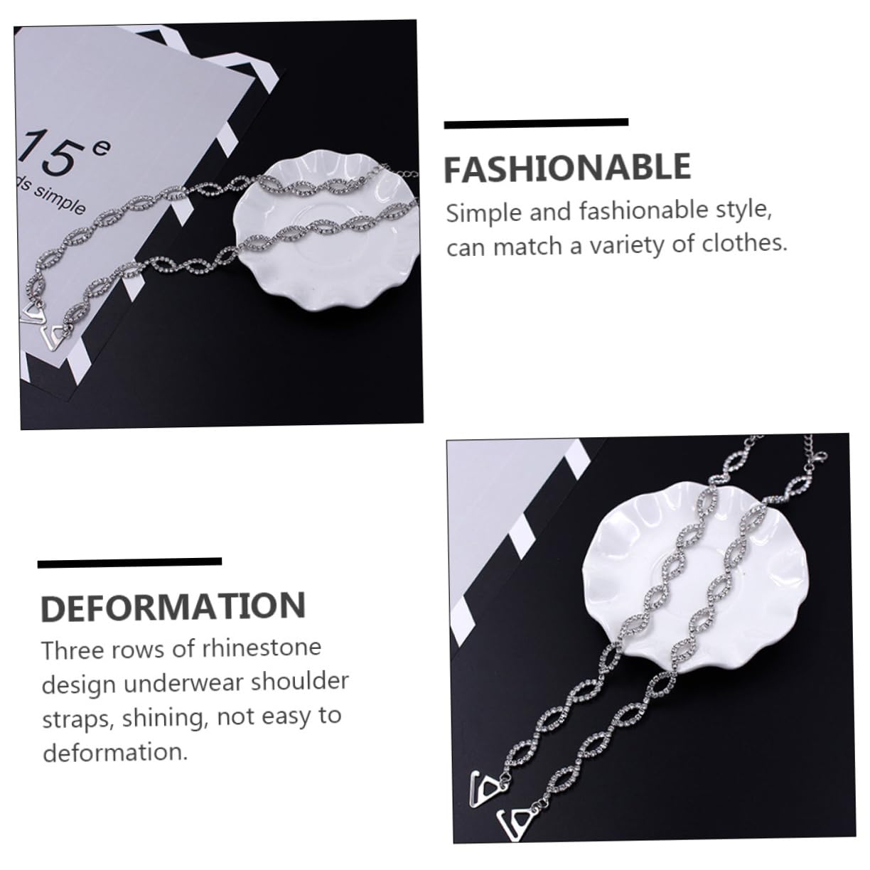 Healeved Correas Ajustables de Sujetador de Metal Brillantes de Agua, Antideslizantes, Estilo Chic y Longitud Regulable para Mujeres y Niñas