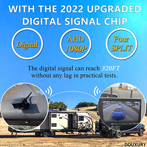 Wireless Rv Backup Camera For Trailer Truck Camper Digital Rear Side View Cameras & Hd 1080P 4 Splits 7" Dvr Screen With Adapter For Furrion Pre-Wired Ip69 Waterproof Night Vision 170° Wide View Angle #TOP2