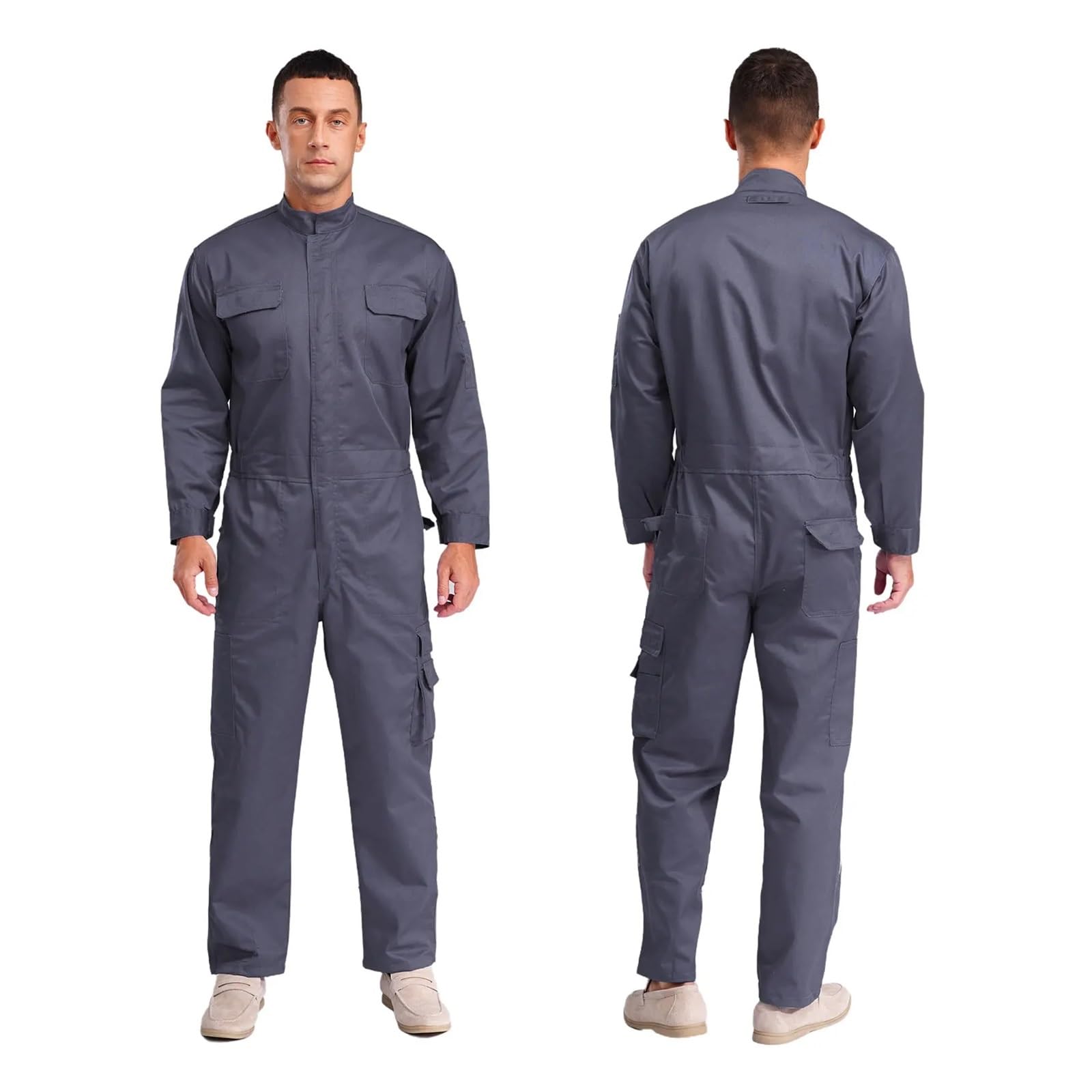 Tuta Da Lavoro Uomo Tuta da lavoro resistente all'usura uomo, uniforme for meccanici, officina di riparazione(Grey,5XL)