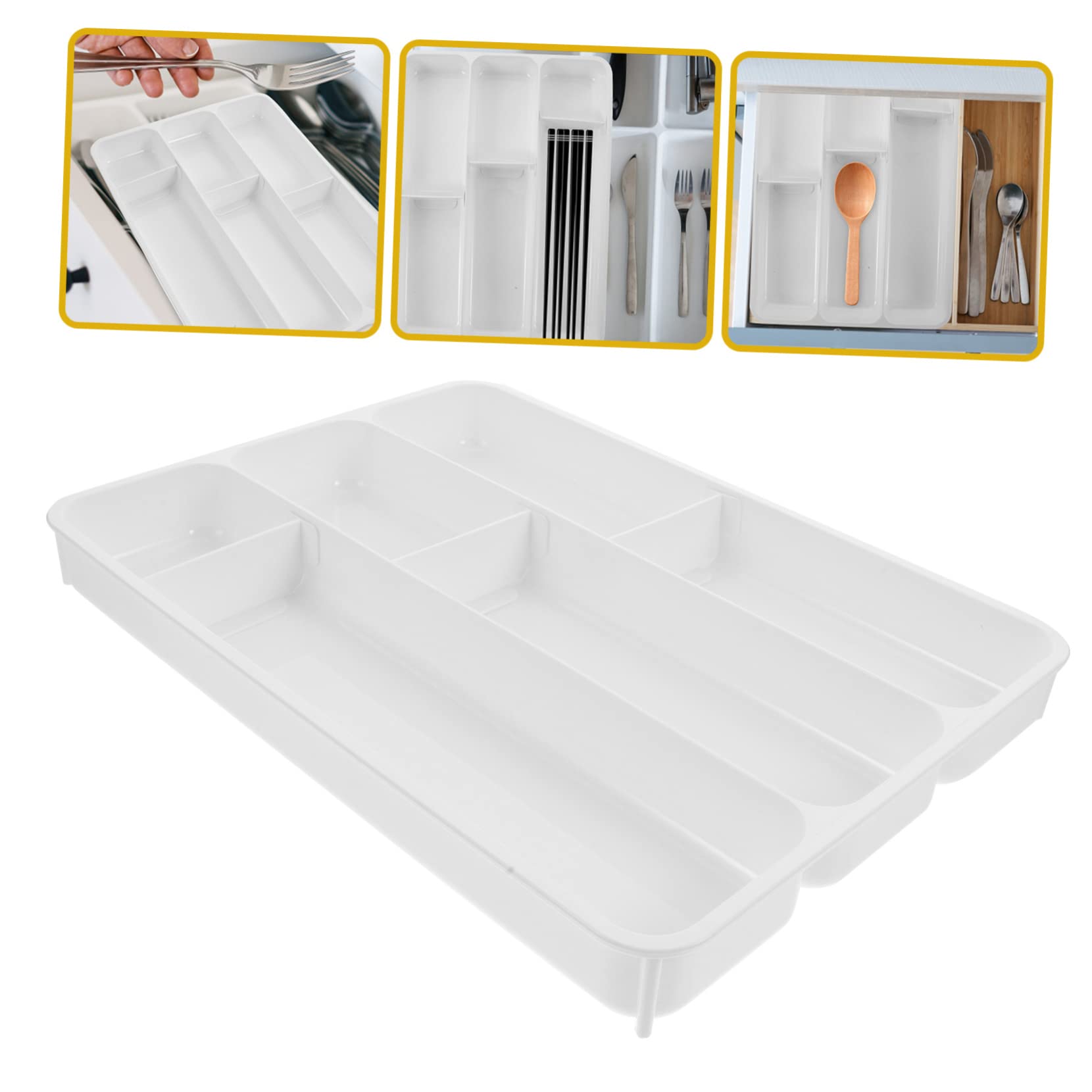Organizador de Cubiertos Extensible de Pp Múltiples Rejillas Blanco