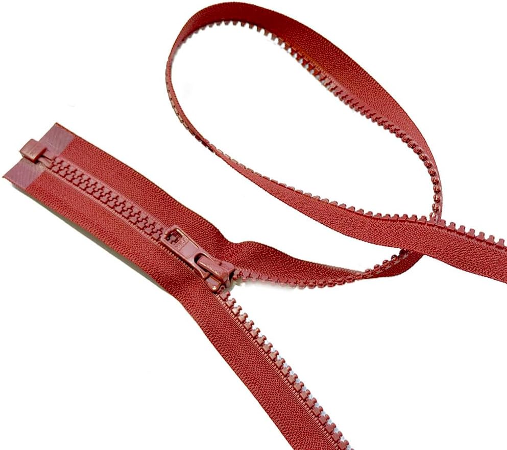 2pcs YKK #5 Molded Plastic One-Way Separating, Open-End Jacket Zippers Auto Pull - Tape Color: Burnt Rust #073W - Choose Your Length (Burnt Rust #073W, 10" Inches)