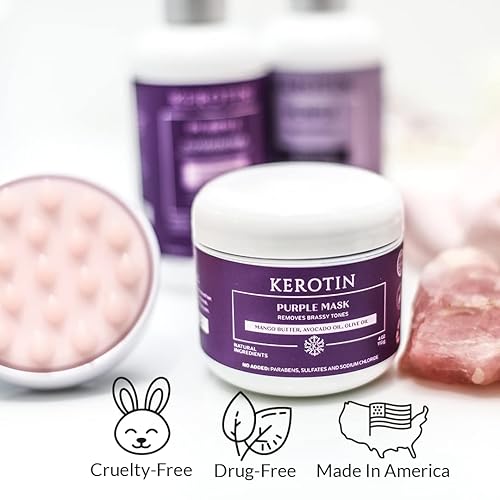 Miniatura 5 de Mascarilla para el cabello morada de querotina - Máscara ultra nutritiva e hidratante para rubias y cabellos plateados elimina los tonos cobrizos e