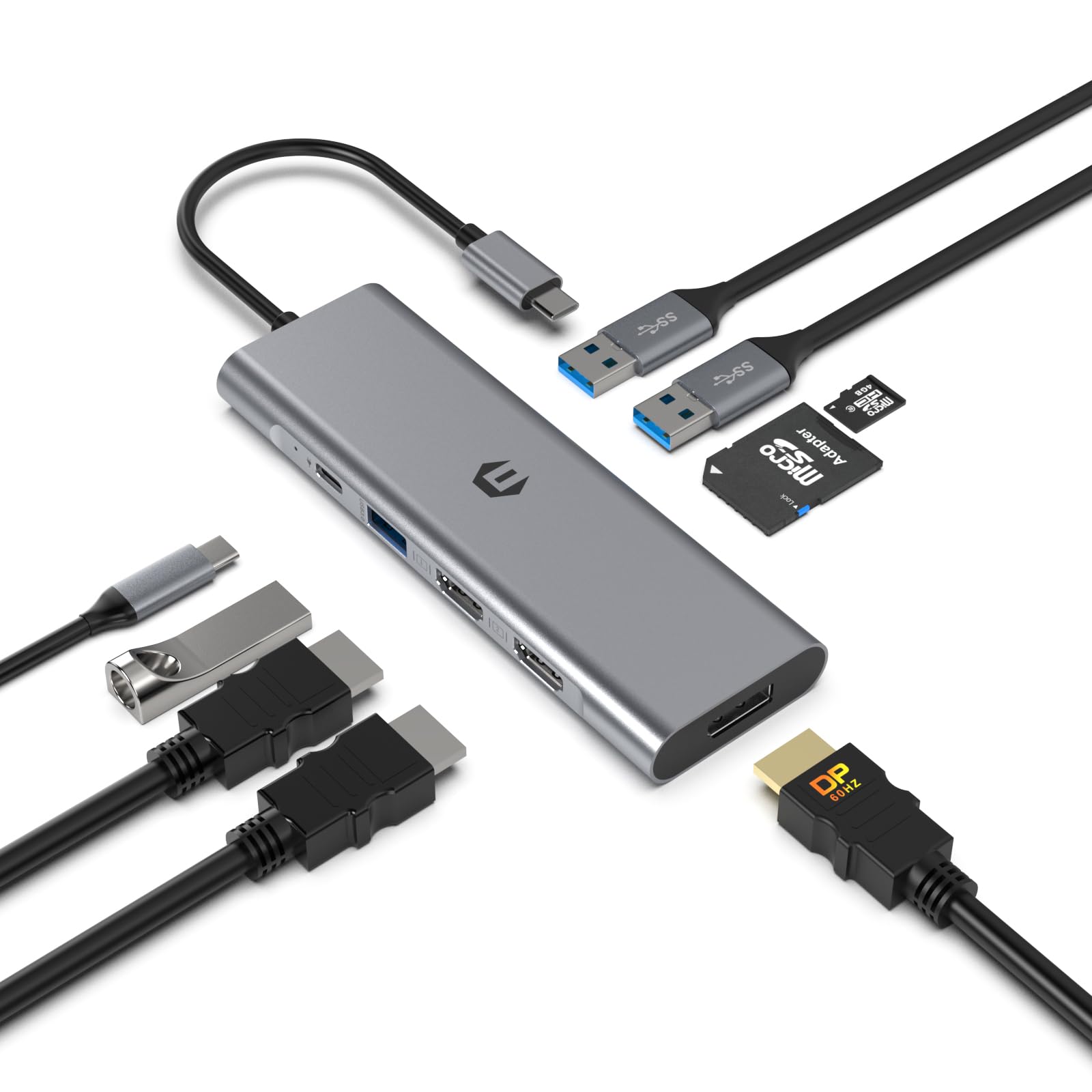 QIYO Docking Station, USB C Hub, Laptop USB C Docking Station with Dual 4K HDMI, DisplayPort, 95W PD, 3 USB 3.0 Ports and SD/TF Card Reader for Type-C Laptops with Thunderbolt 3 or 4