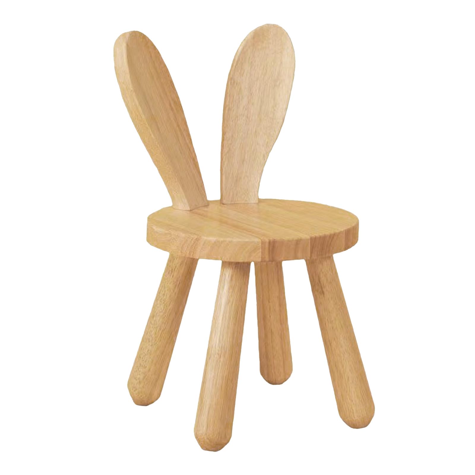Sedia In Legno Massiccio, Sedia Per Bambini In Legno Con Schienale Con Orecchie di Coniglio E Sedia Antiscivolo In Legno di Gomma Per Bambini