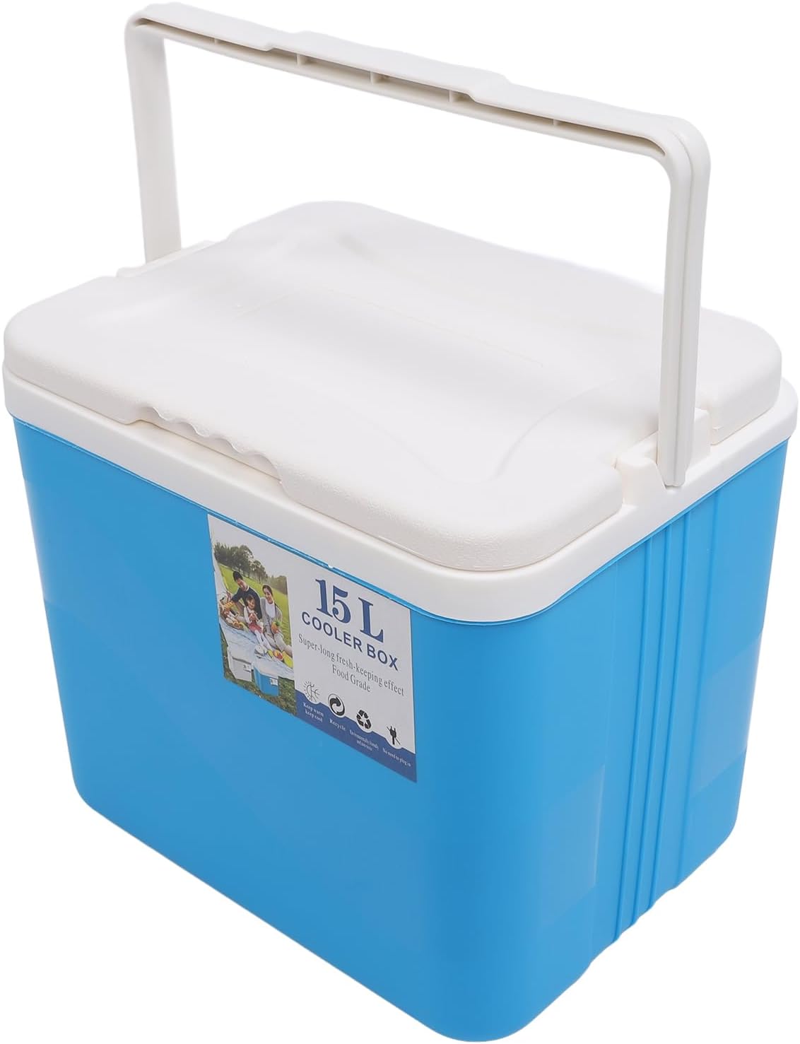 15L Insulated Portable Cooler, Professional Lasting Cooling, Hard Cooler Box for Outdoor Picnic Fishing Commercial Stall, Family Use, Made of Food Grade EPS