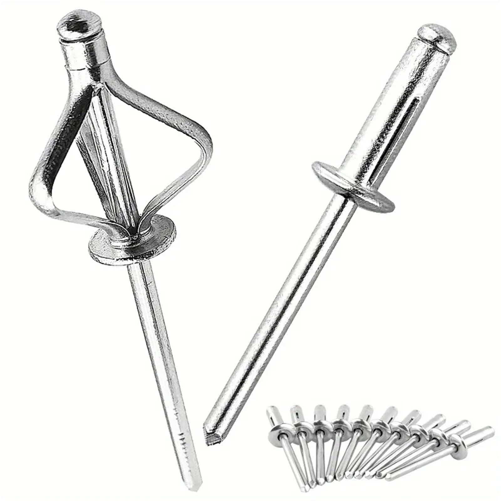 Rivetti ciechi, Kit assortimento di rivetti ciechi in alluminio a tre ante a testa tonda, 50-300 pezzi, 3,2x14/4x21 mm(M4,300PCS)