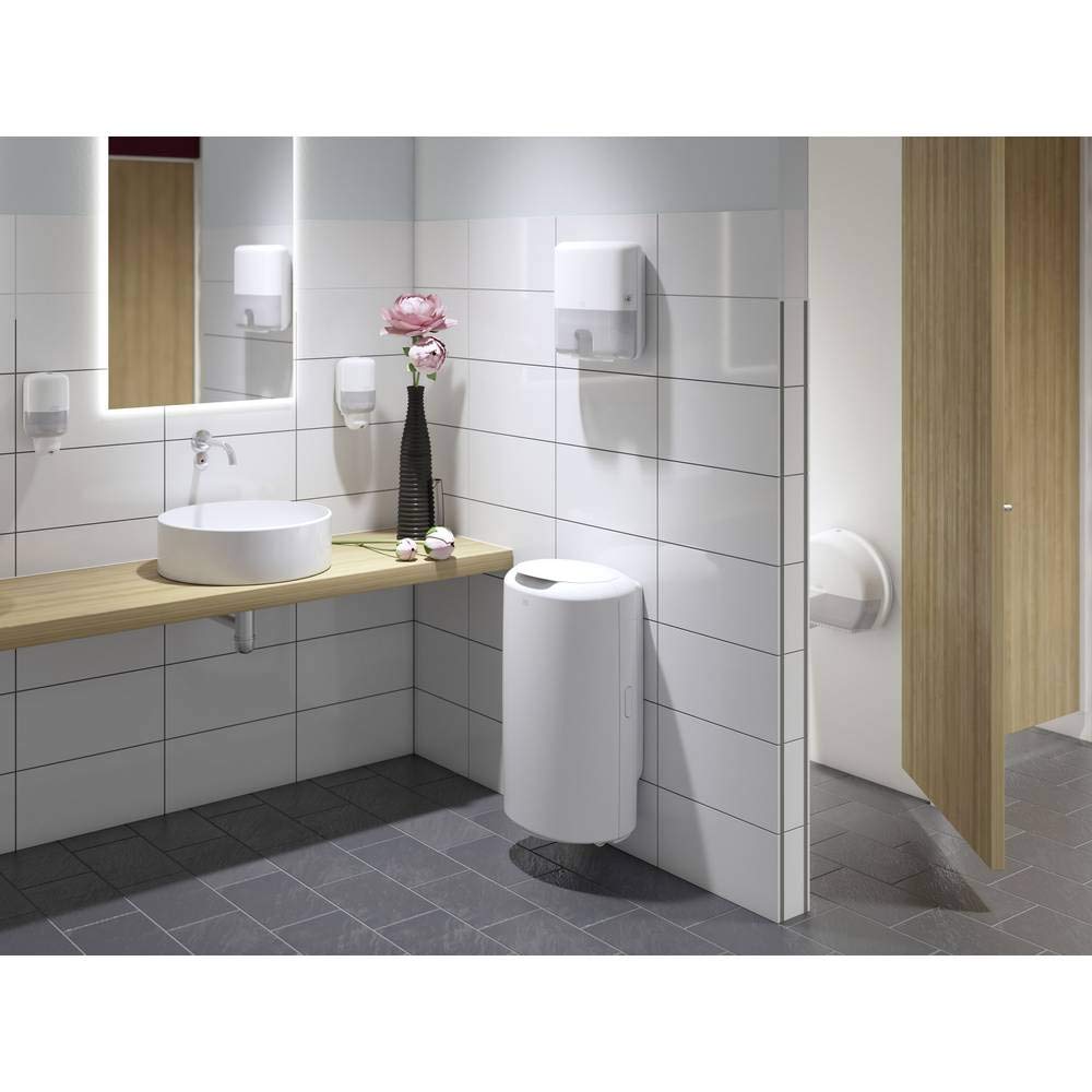 Tork Mini distributeur murale pour essuie-mains pliés en V blanc H3, distribution feuille à feuille, gamme Elevation, 553100