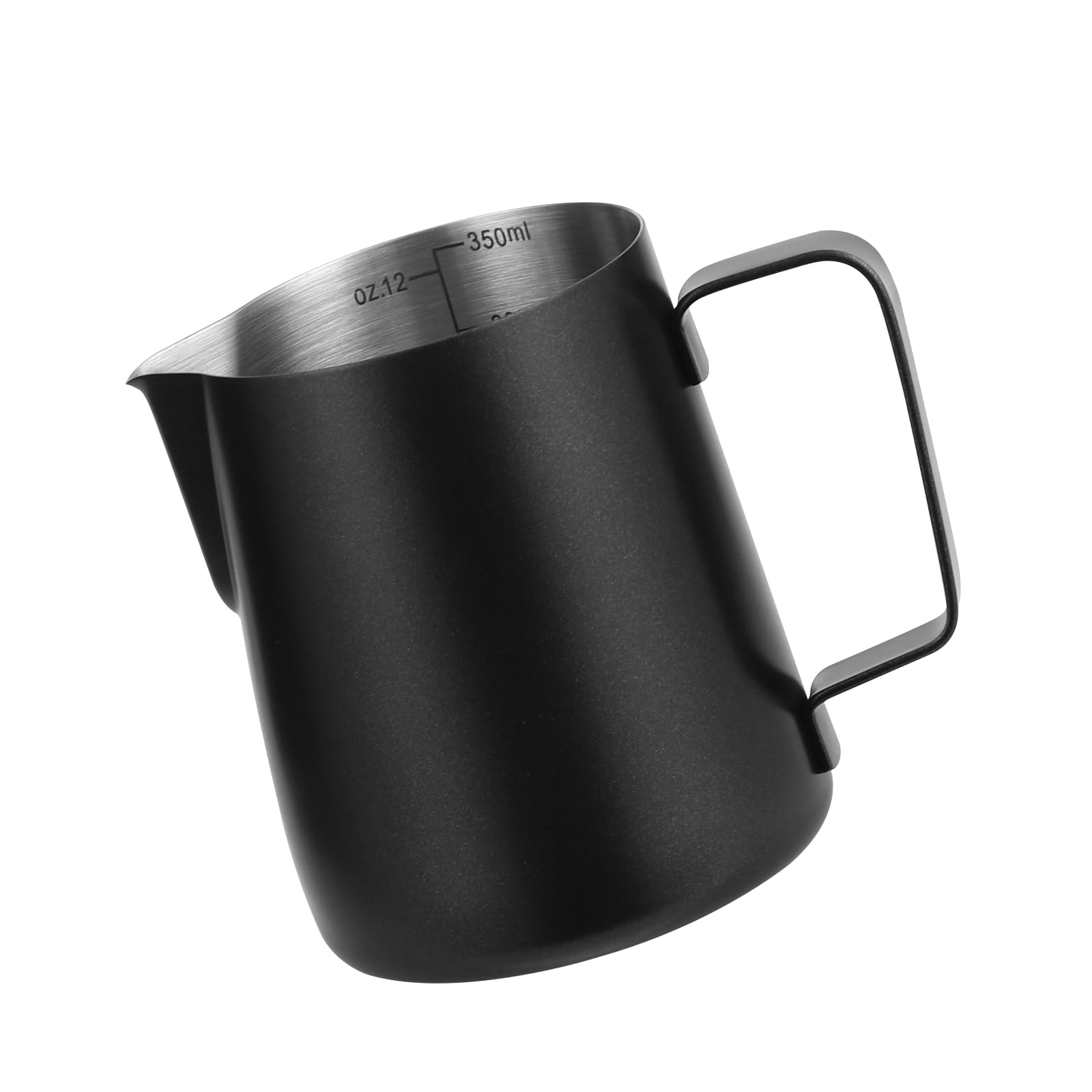 GTVGJH Stainless Steel Milk Frothing Pitcher 12oz/350ml, Black - Espresso Steaming Pitcher for Cappuccino, Latte Art, Coffee Machine Accessories Milk Jug Milk Frother Cup