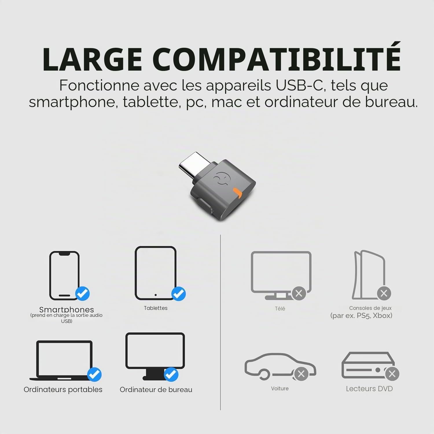 Avantree C82 Aura – Émetteur Audio Auracast avec Modes Privé et Public, Diffusion Multi-Appareils Auracast, Bluetooth 5.4 Qualcomm, Mise à Jour du Firmware, Adaptateur USB-C pour PC, Mac et Téléphones