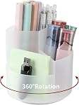 Desk Pencil Pen Holder, 3 Slots 360-Degree Spinning Organizers, Desktop Storage Stationery Supplies, Cute Cup Pot for Office, School, Art Supply, Kids - Gray