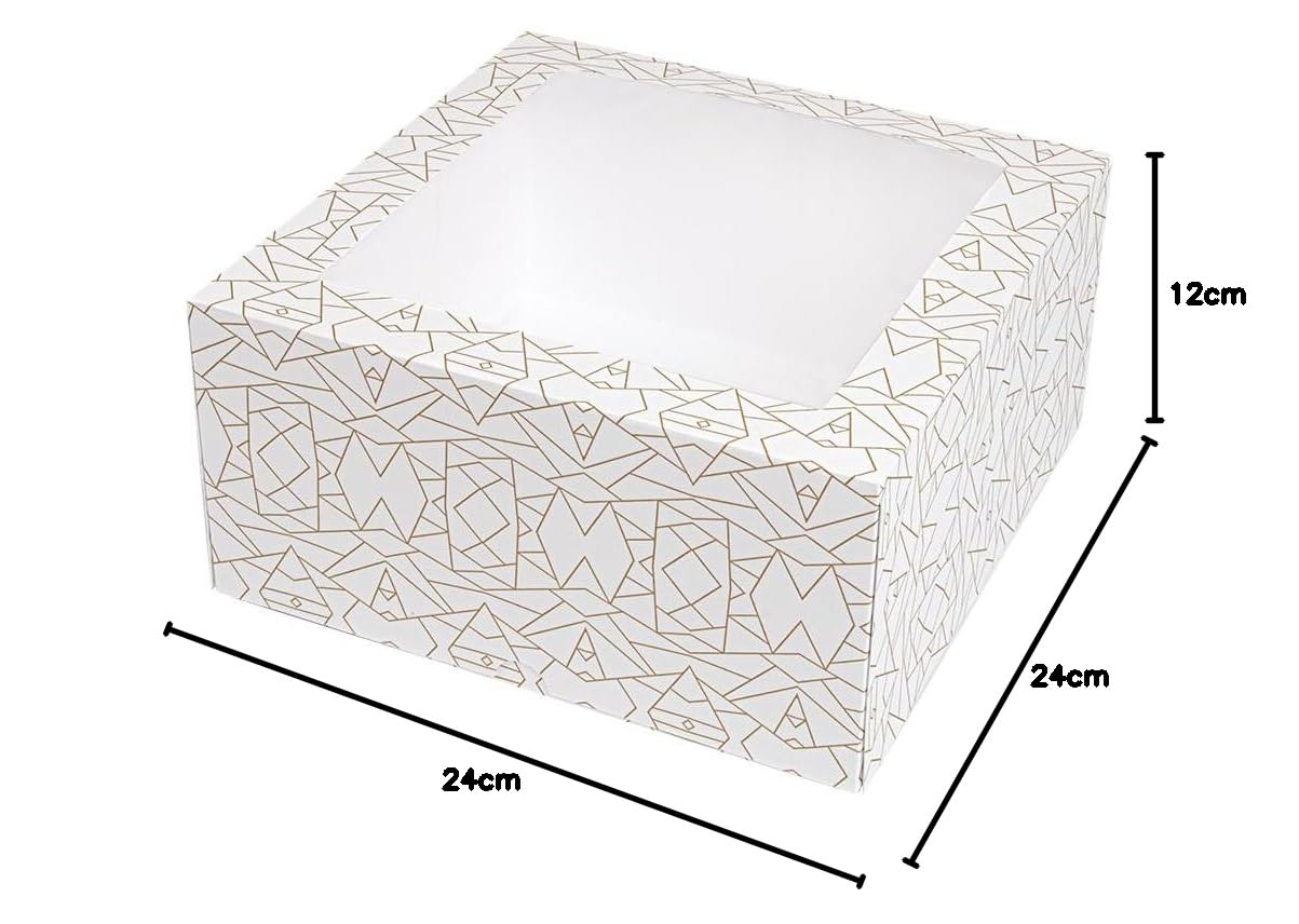 50 sztuk - Pudełka z oknem "Thepack" 250 G/M2 + Opp 24X24X12 Cm Biały Tektura falista Nano-Micro